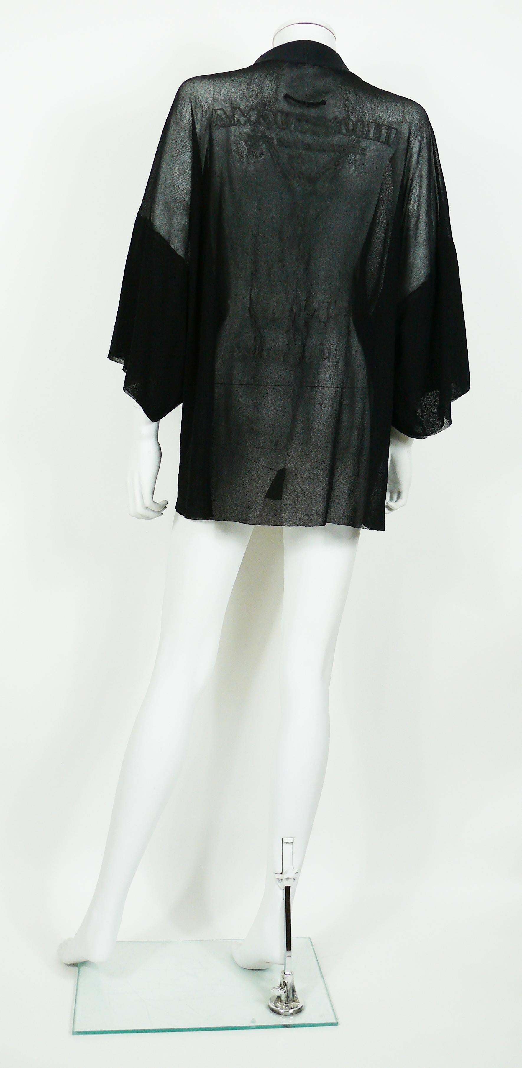 Jean Paul Gaultier Vintage Black Sheer Kimono Blouse 2