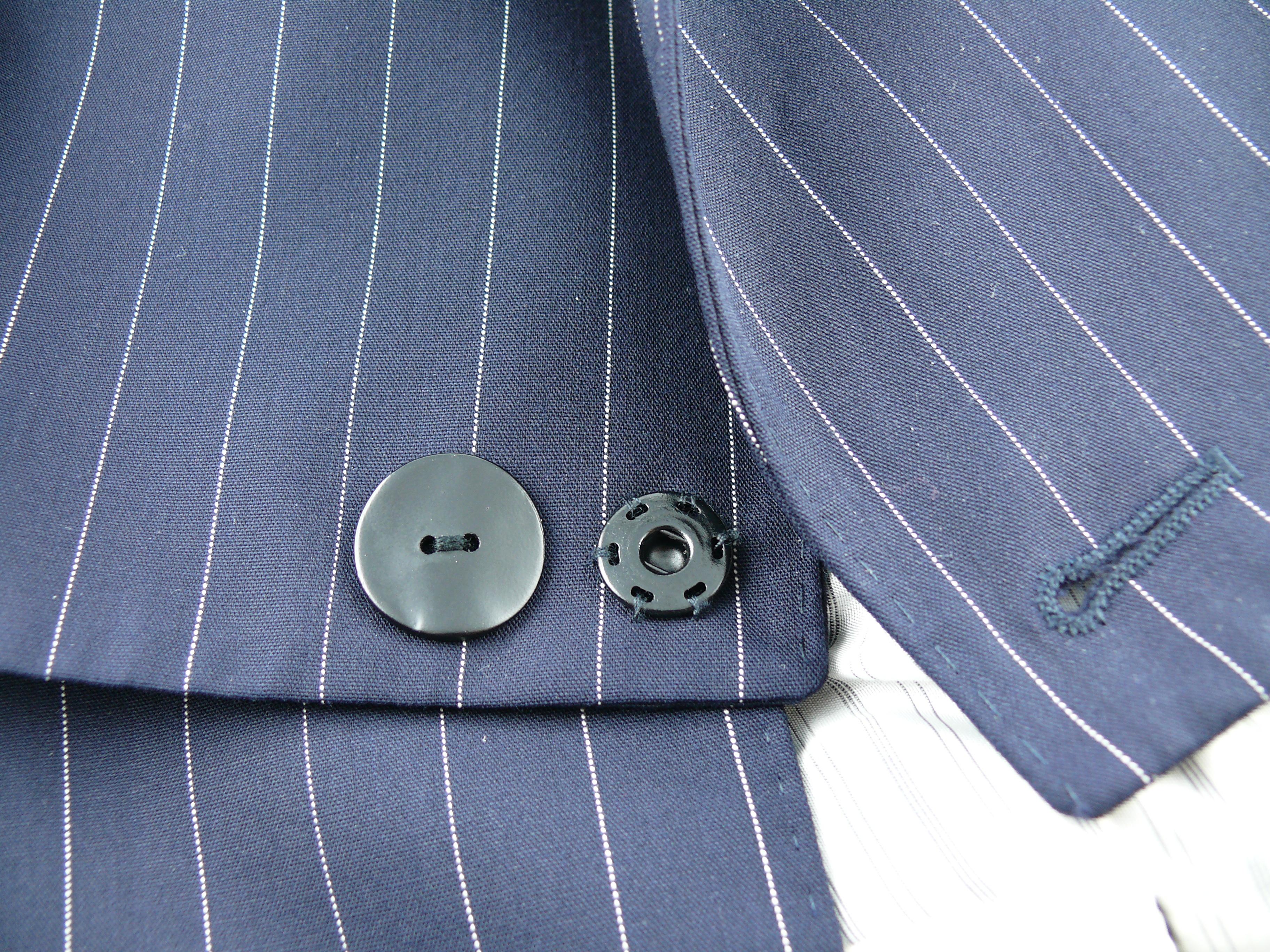 Jean Paul Gaultier Striped Navy Blue Suit with Cut-Out Waist Blazer 2