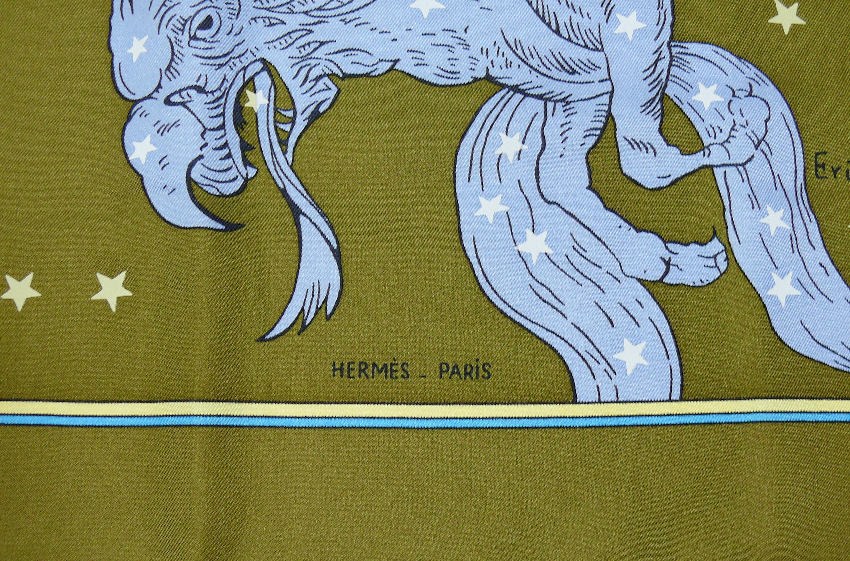 Hermes by Loic Dubigeon Hemisphaerium Coeli Boreale Vintage Silk Carre Scarf 3