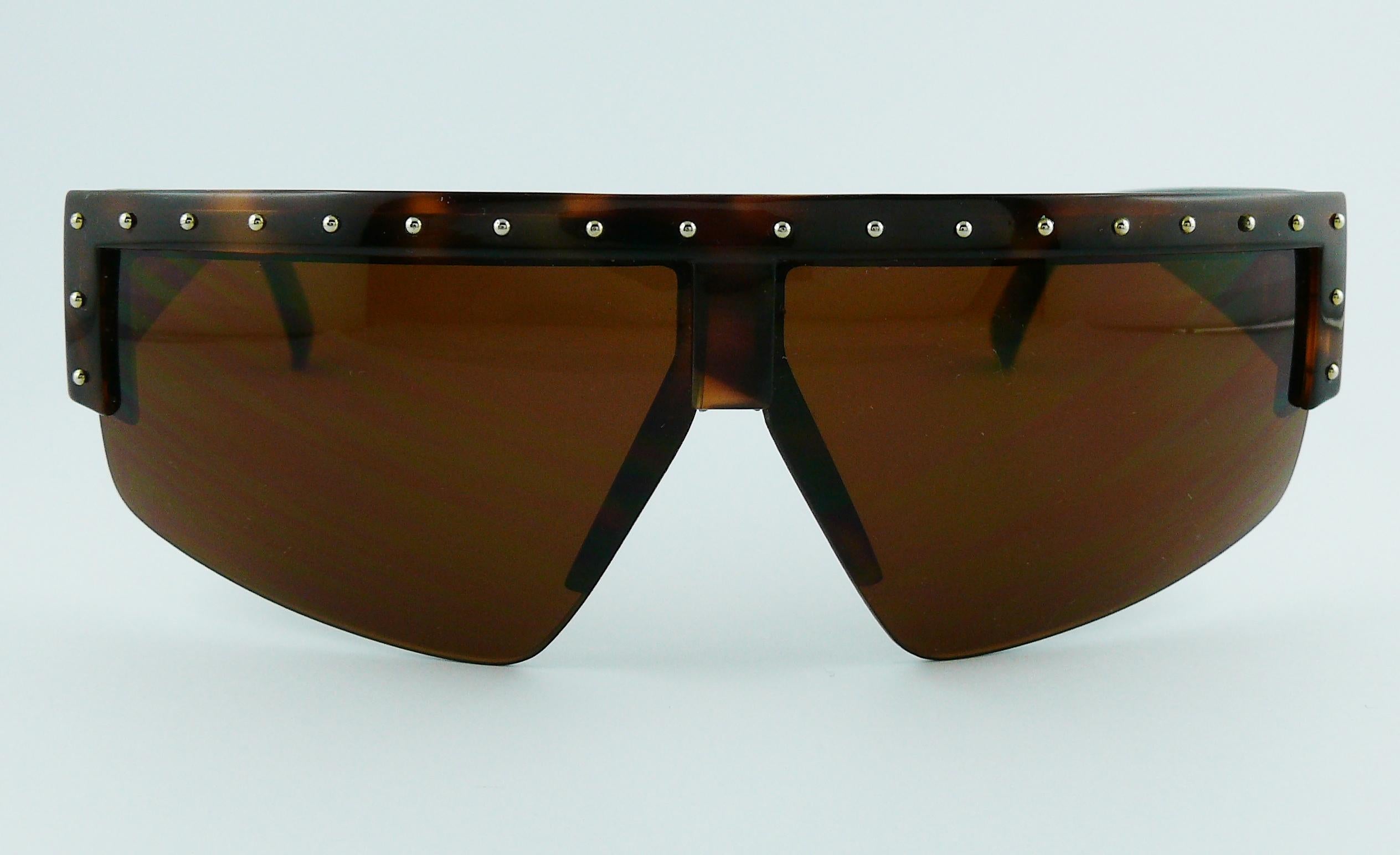 Black Gianni Versace Vintage Mod. 393 Shield Sunglasses