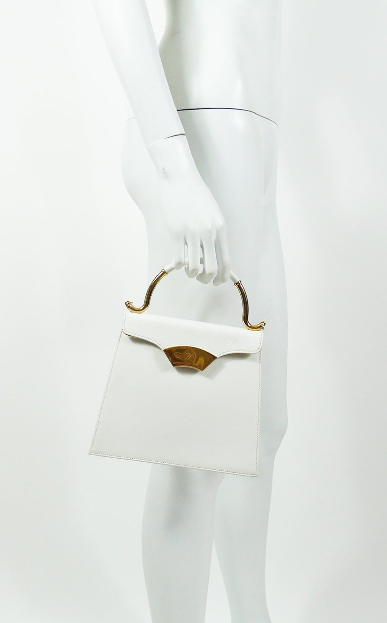Karl Lagerfeld Vintage White Grained Leather Handbag at 1stDibs karl
