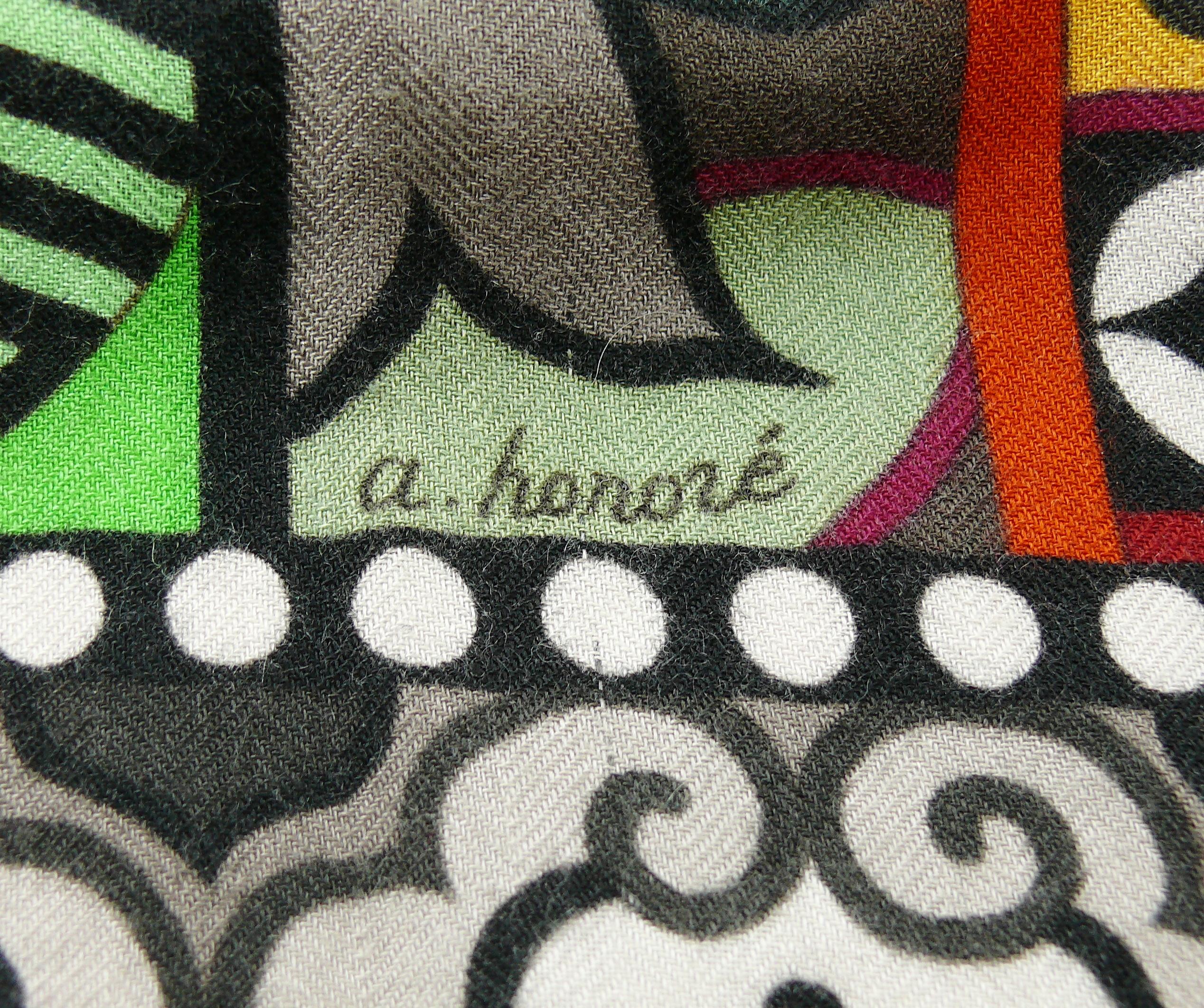 Hermes by Aline Honore Cashmere Silk La Femme Aux Semelles de Vent GM Shawl 2009 3