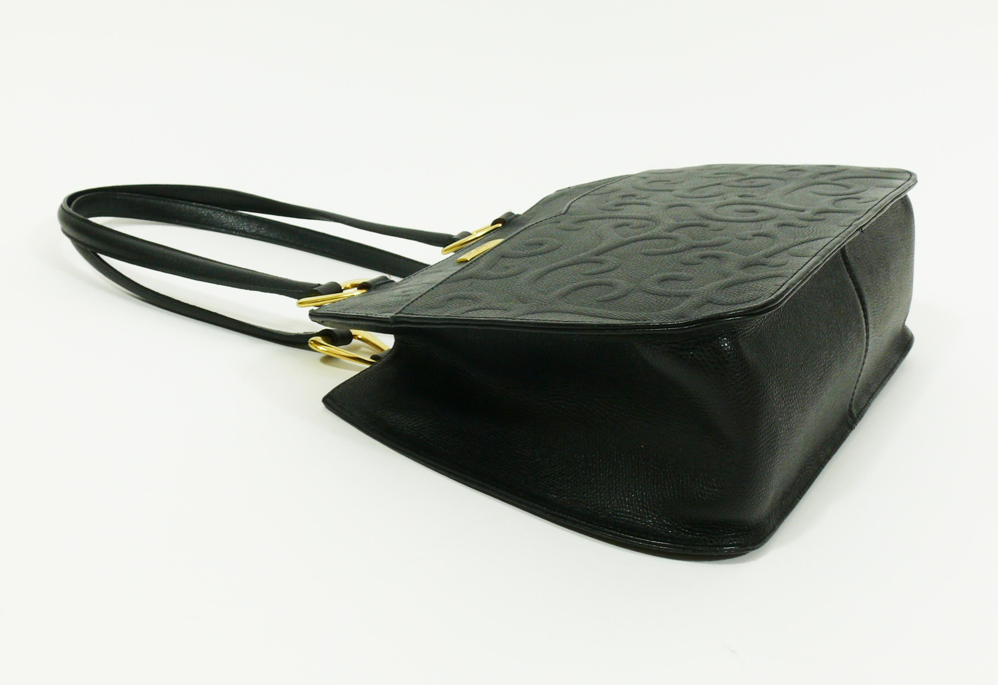 Yves Saint Laurent YSL Vintage Grained Black Leather Arabesque Bag 1