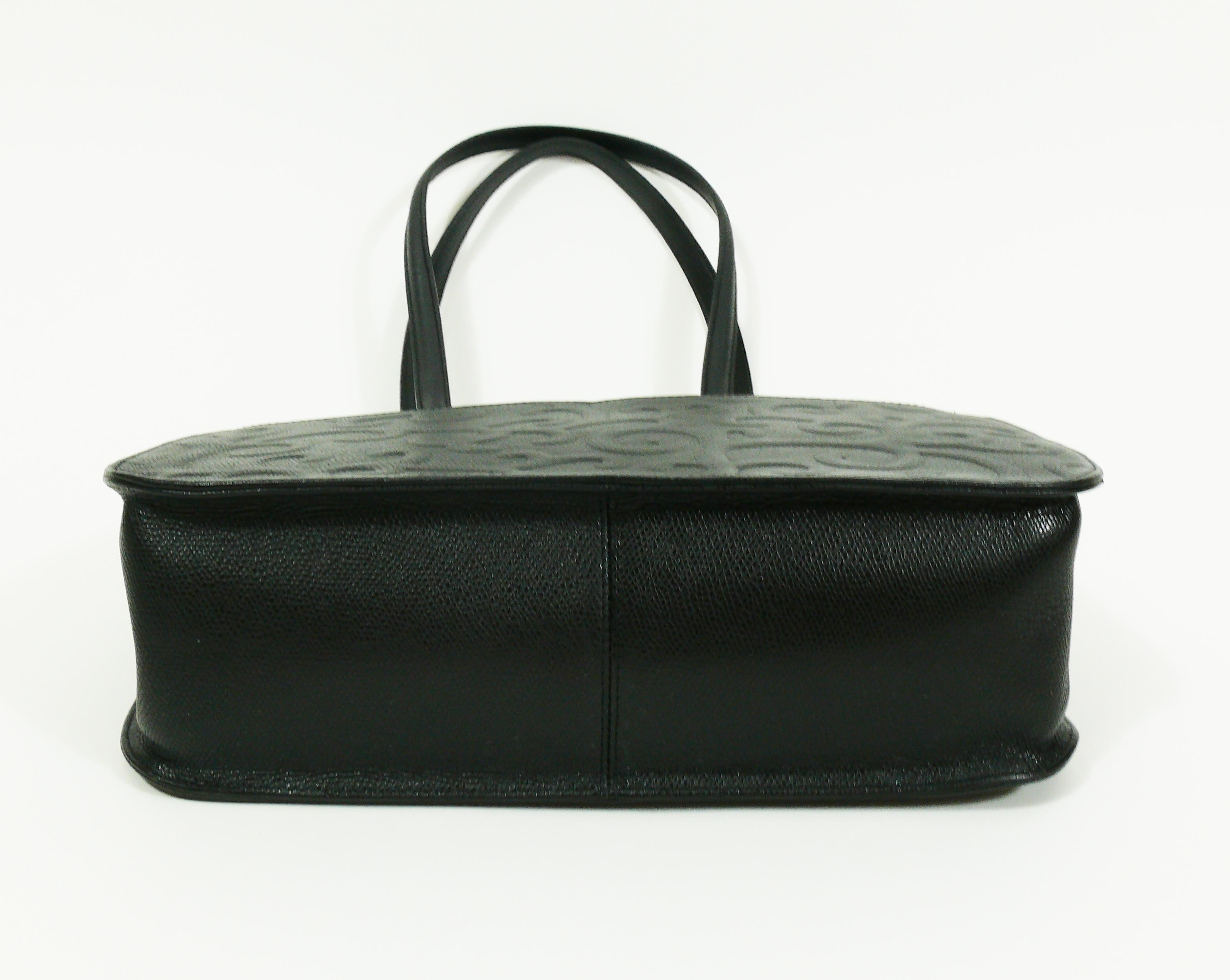 Yves Saint Laurent YSL Vintage Grained Black Leather Arabesque Bag 2