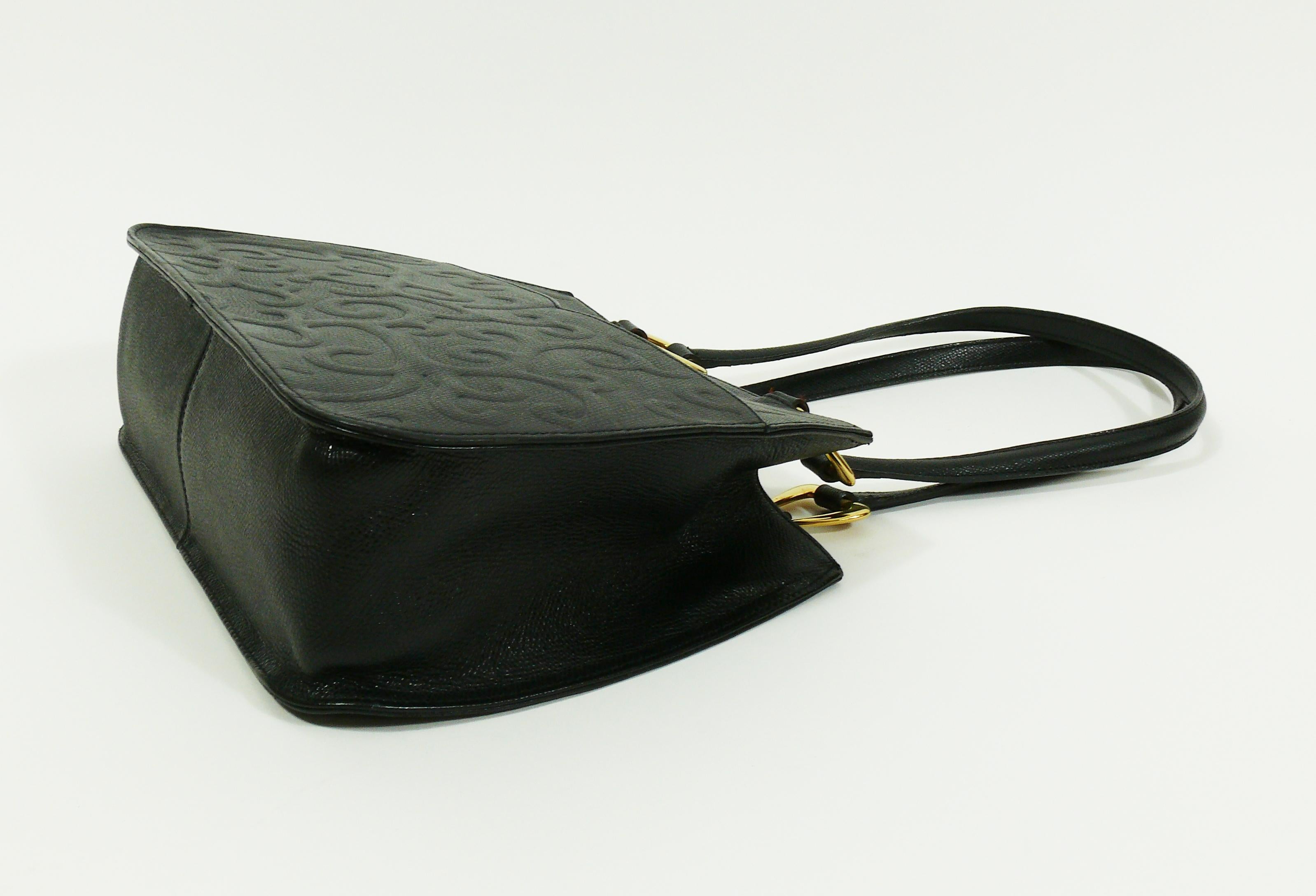 Yves Saint Laurent YSL Vintage Grained Black Leather Arabesque Bag 3
