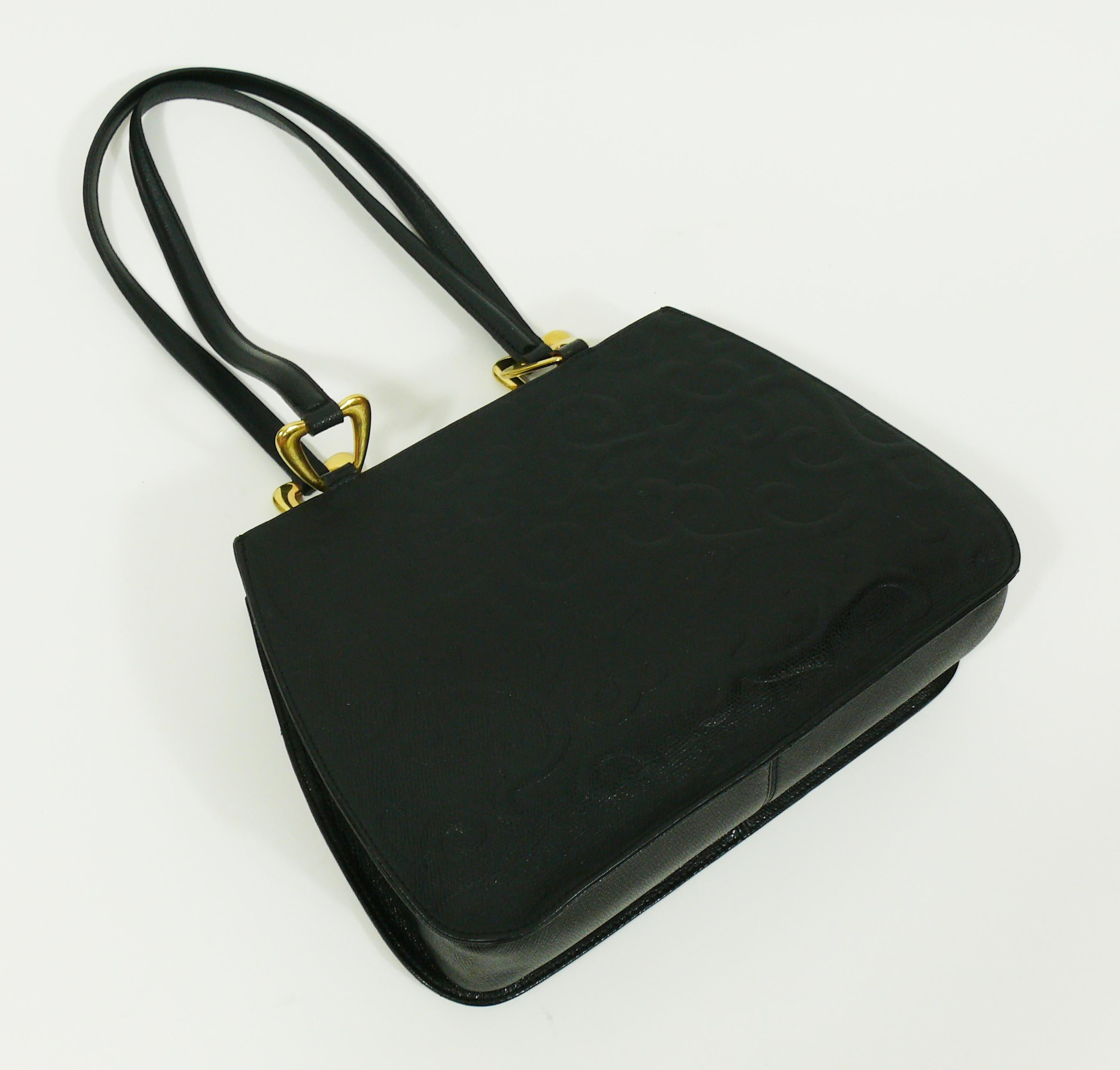 Yves Saint Laurent YSL Vintage Grained Black Leather Arabesque Bag 6