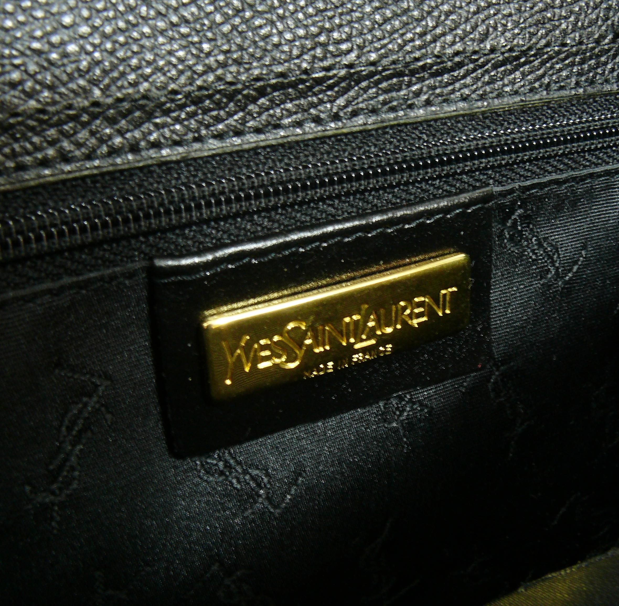 Yves Saint Laurent YSL Vintage Grained Black Leather Arabesque Bag 9