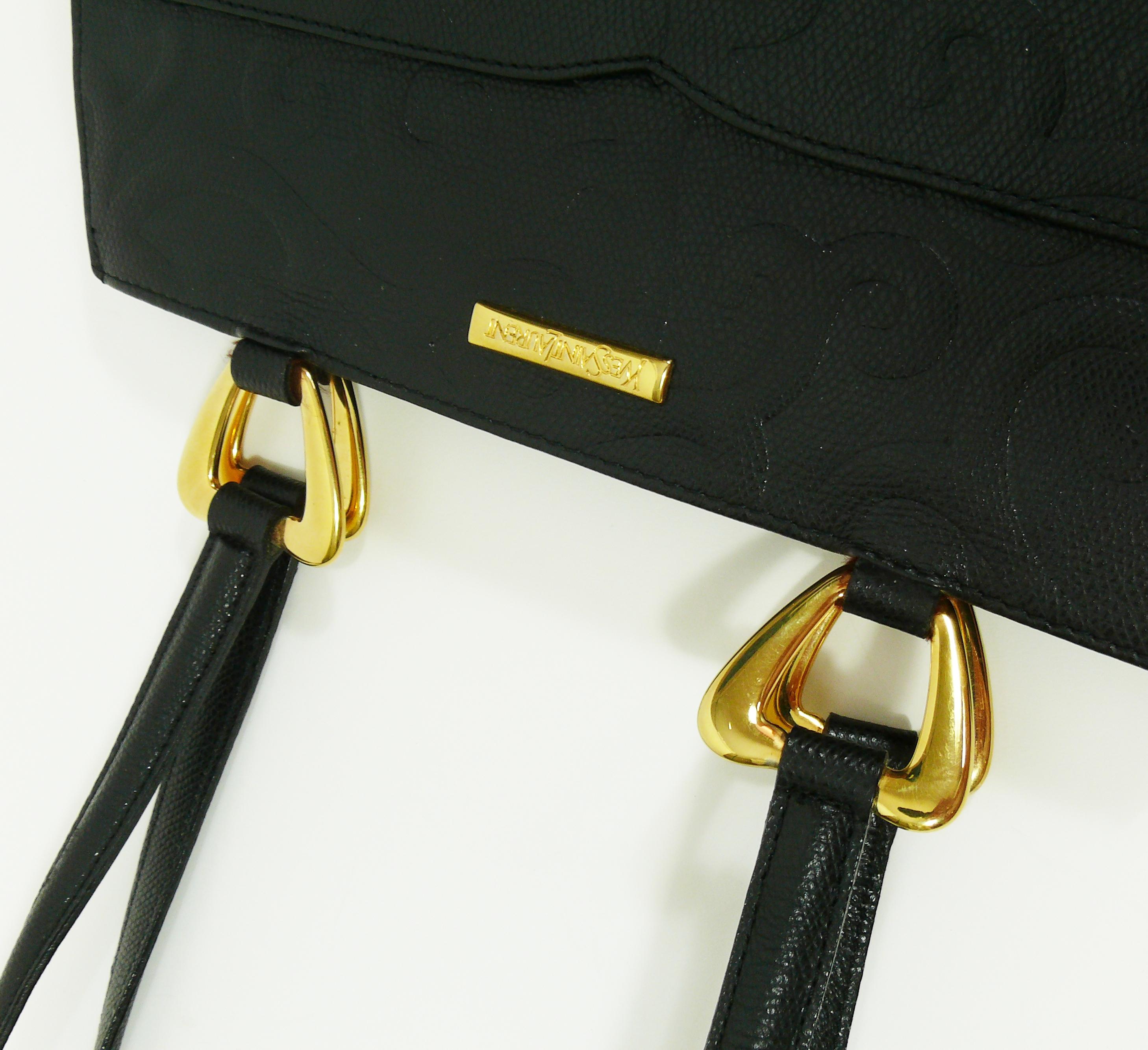 Yves Saint Laurent YSL Vintage Grained Black Leather Arabesque Bag 7