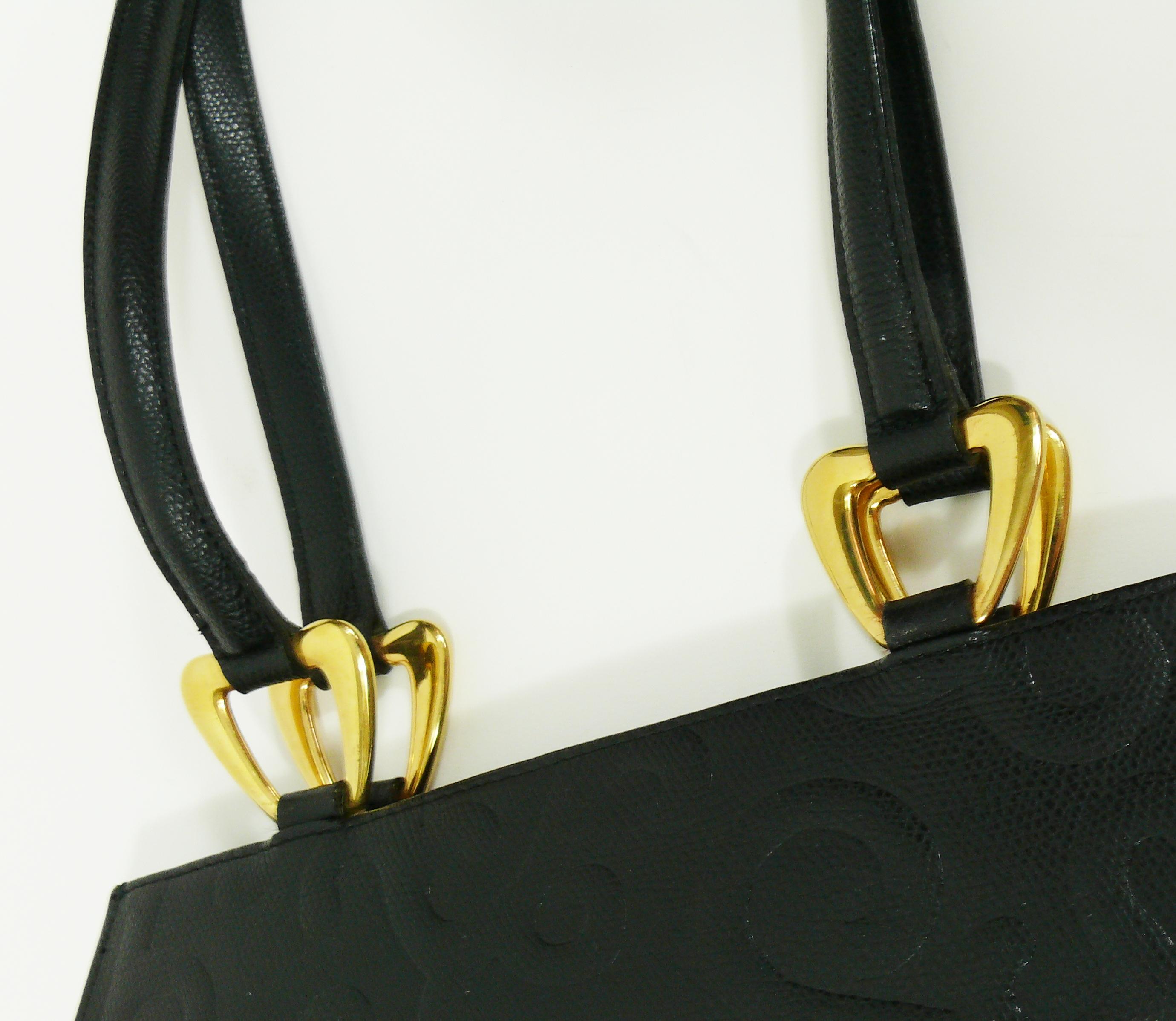 Yves Saint Laurent YSL Vintage Grained Black Leather Arabesque Bag 8