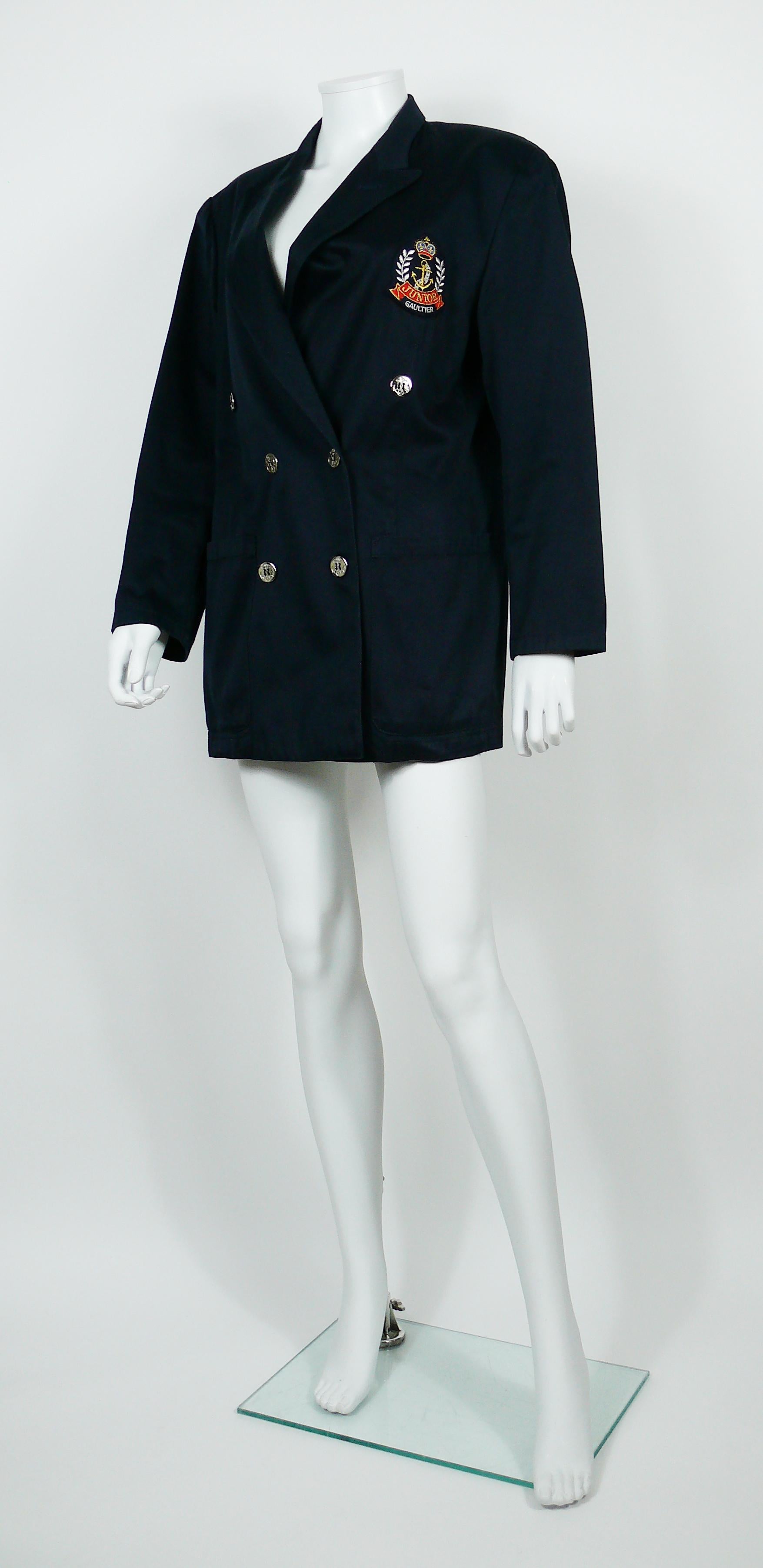 Jean Paul Gaultier Vintage Navy Blue Nautical Blazer In Excellent Condition For Sale In Nice, FR