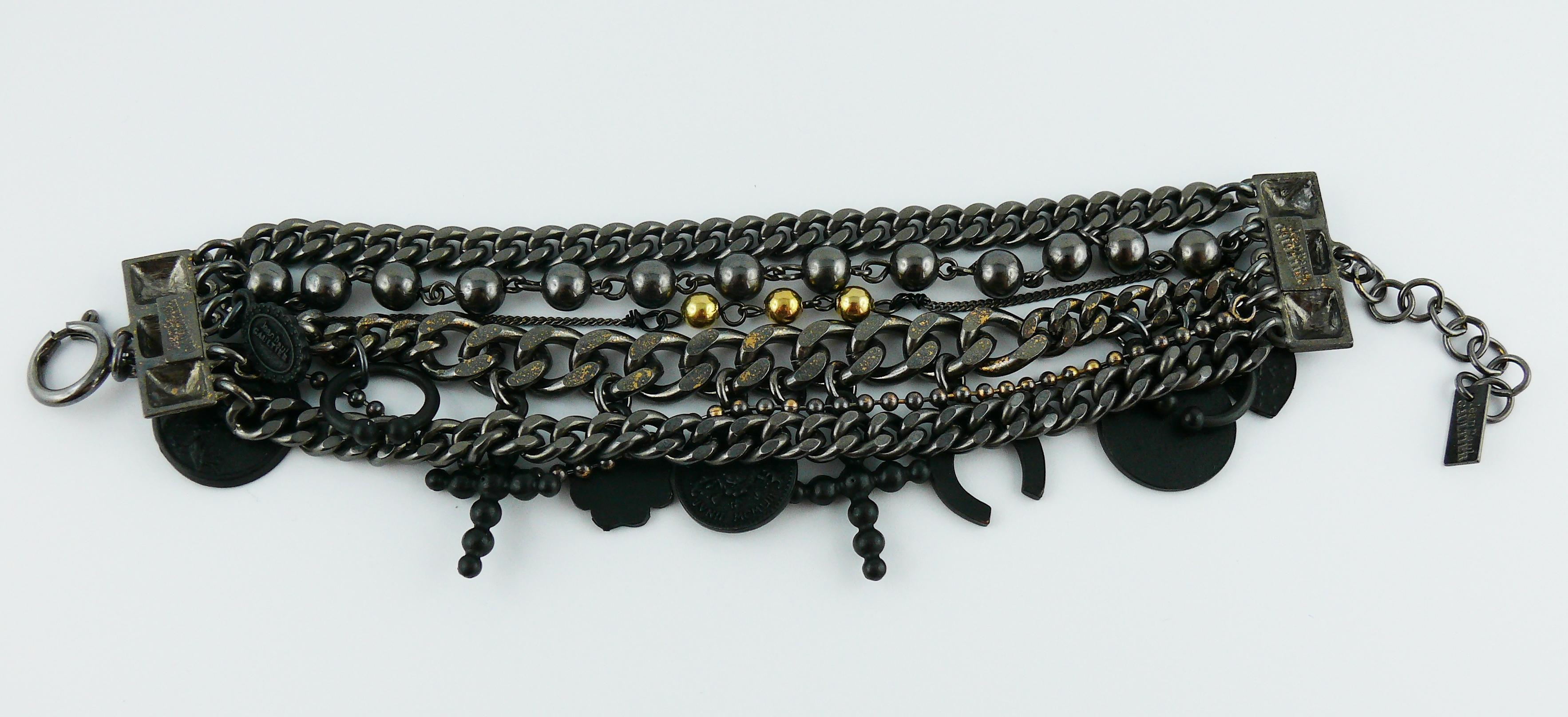 Jean Paul Gaultier Multi Chain Gothic Charm Bracelet 3