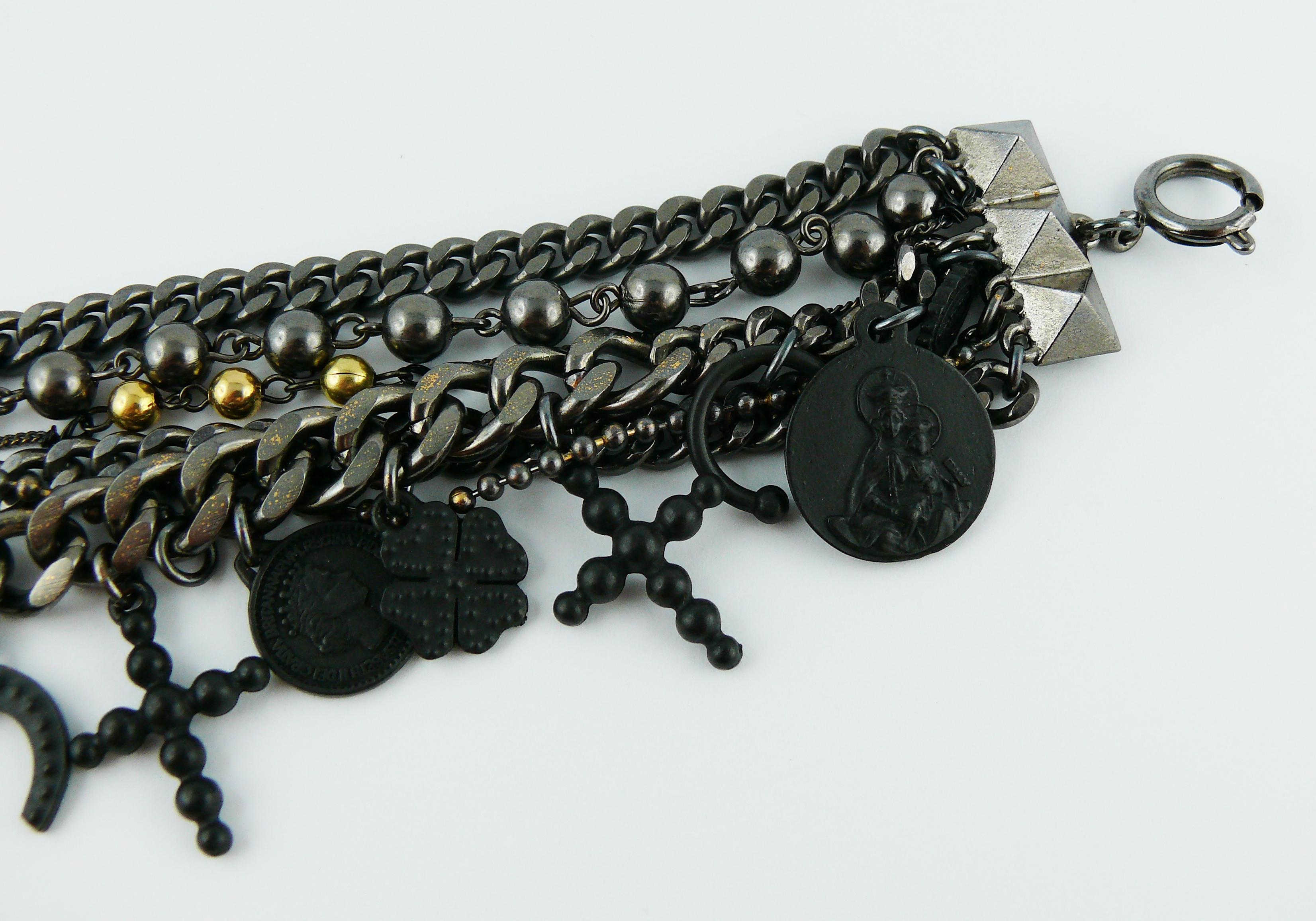 Jean Paul Gaultier Multi Chain Gothic Charm Bracelet 2