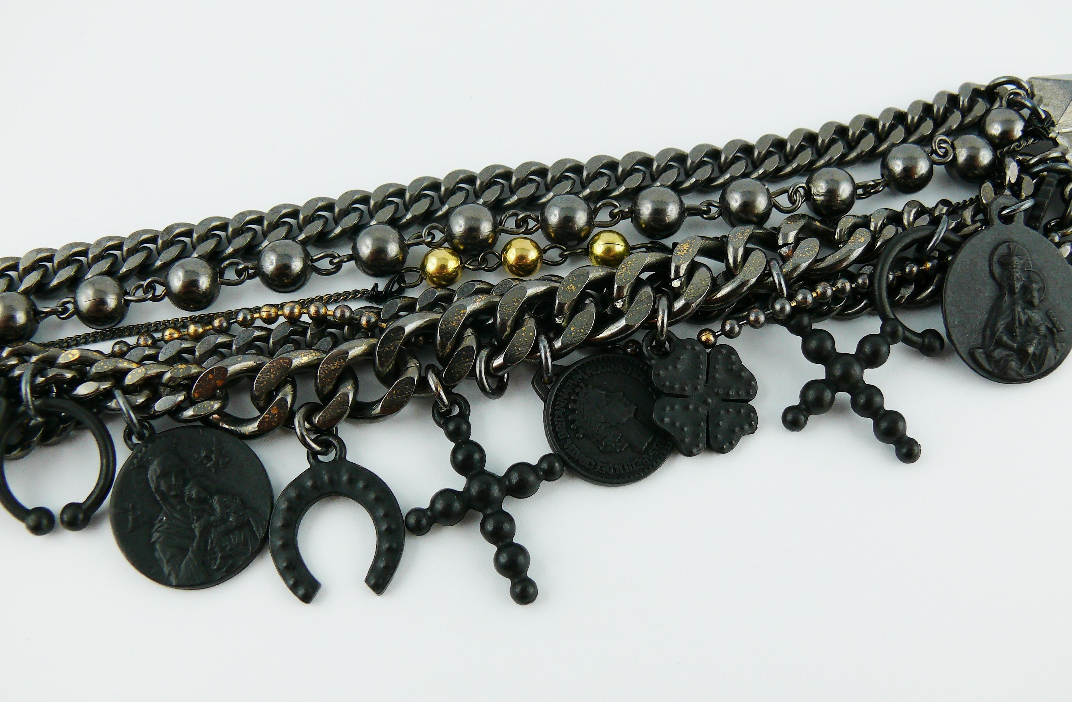 Jean Paul Gaultier Multi Chain Gothic Charm Bracelet 1