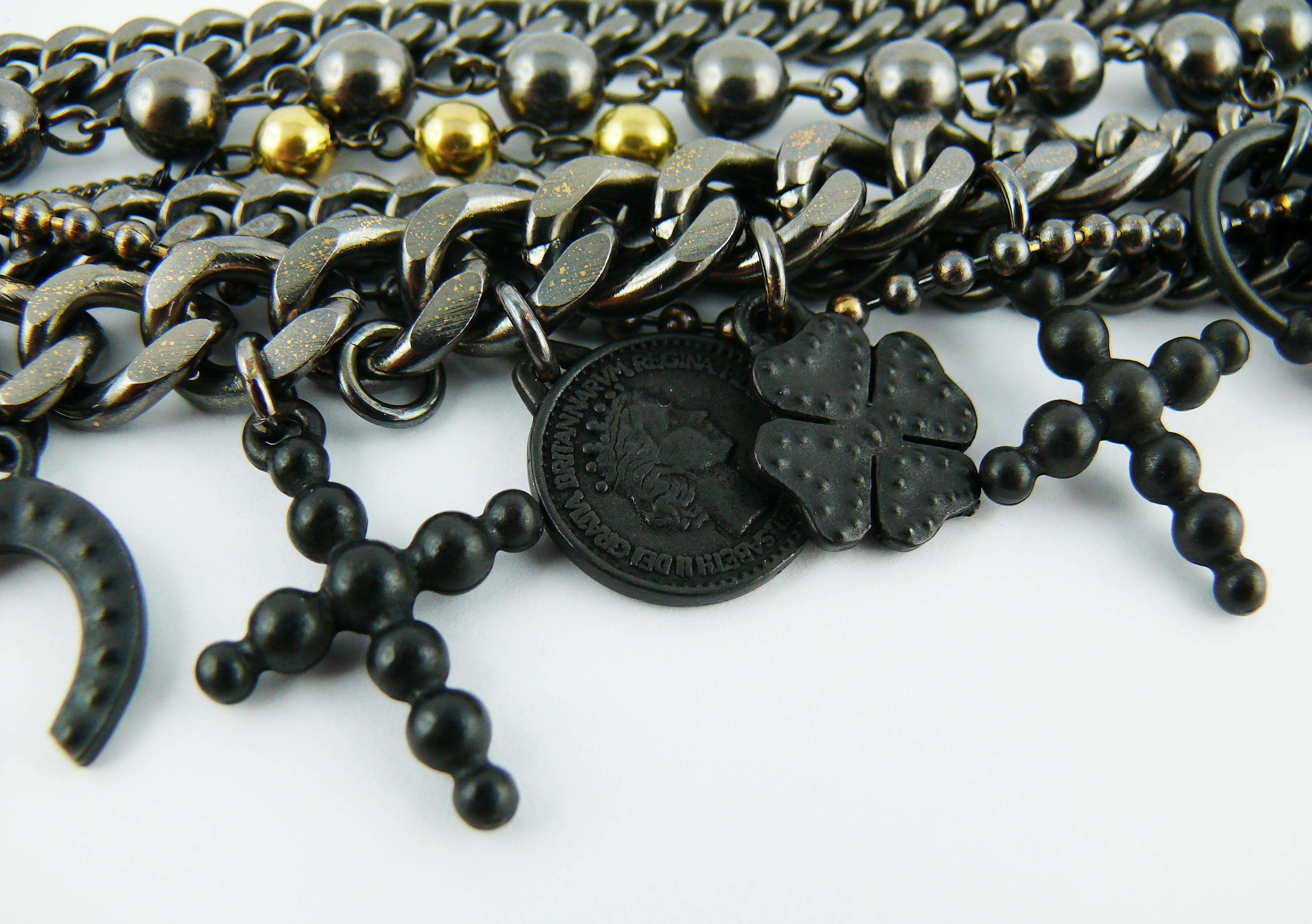 Jean Paul Gaultier Multi Chain Gothic Charm Bracelet 6