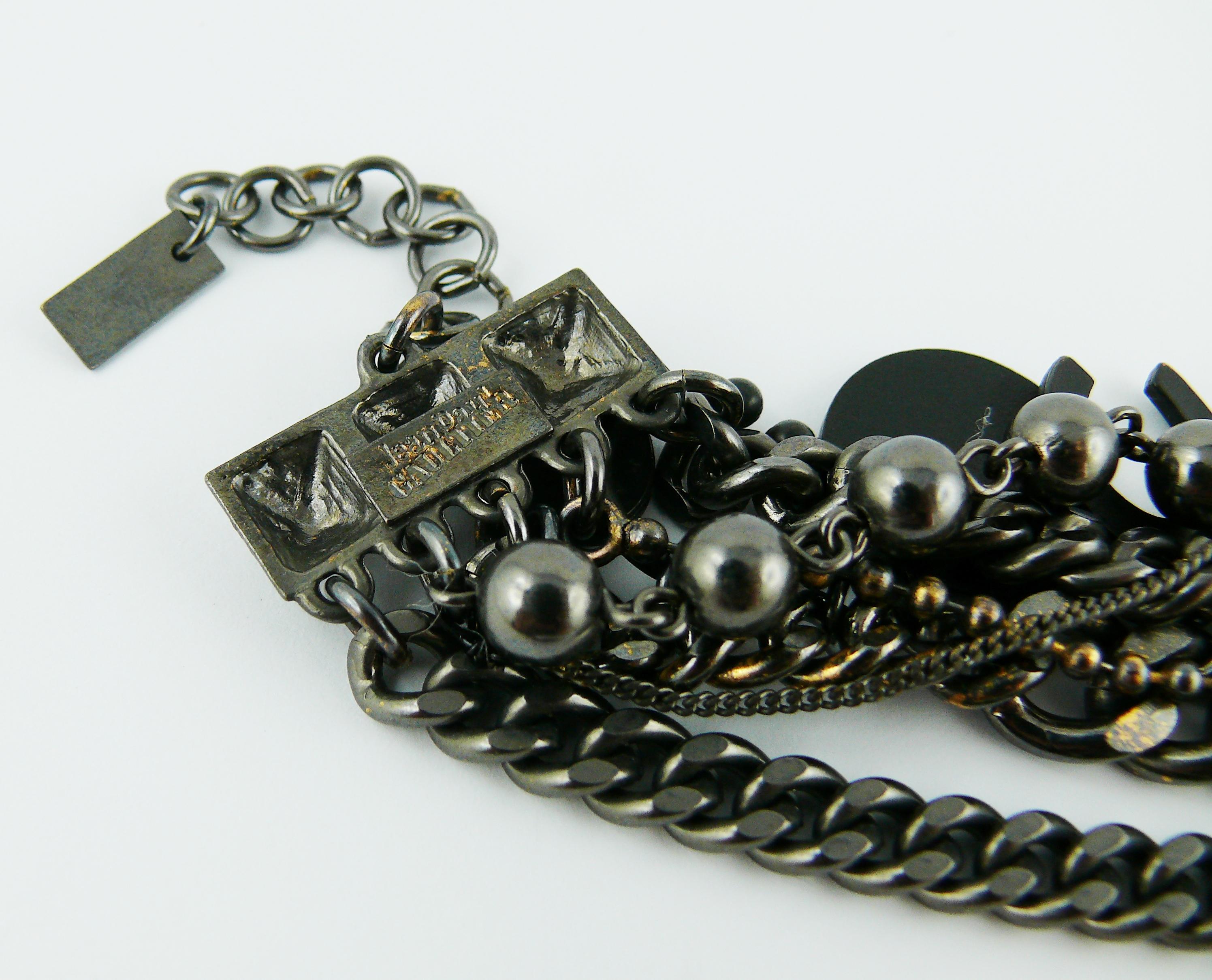 Jean Paul Gaultier Multi Chain Gothic Charm Bracelet 8