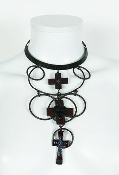 Jean Paul Gaultier Vintage Gothic Cross Choker Necklace