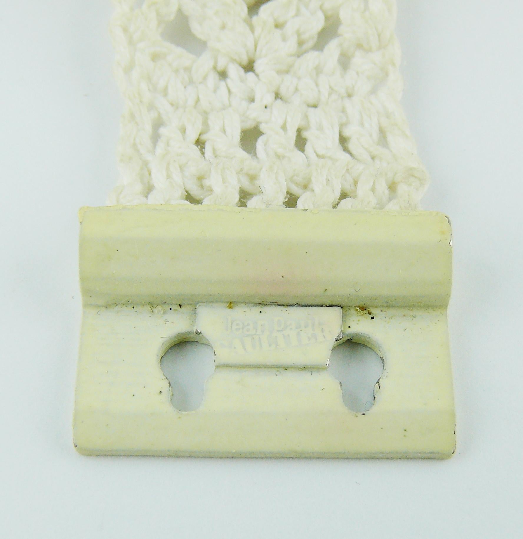 Jean Paul Gaultier White Crochet Knit Beaded Choker Necklace 7