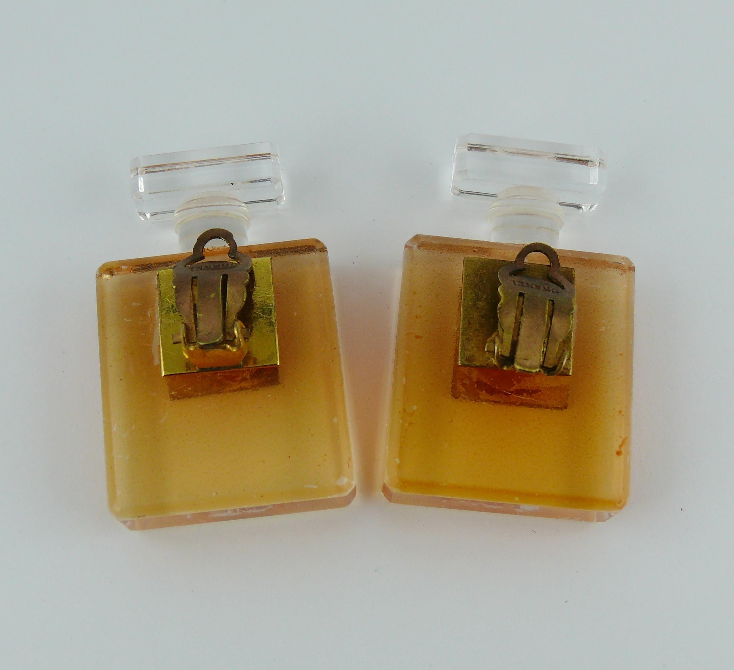 Chanel Vintage Vintage Coco Lucite Perfume Bottle Clip On Earringss 1