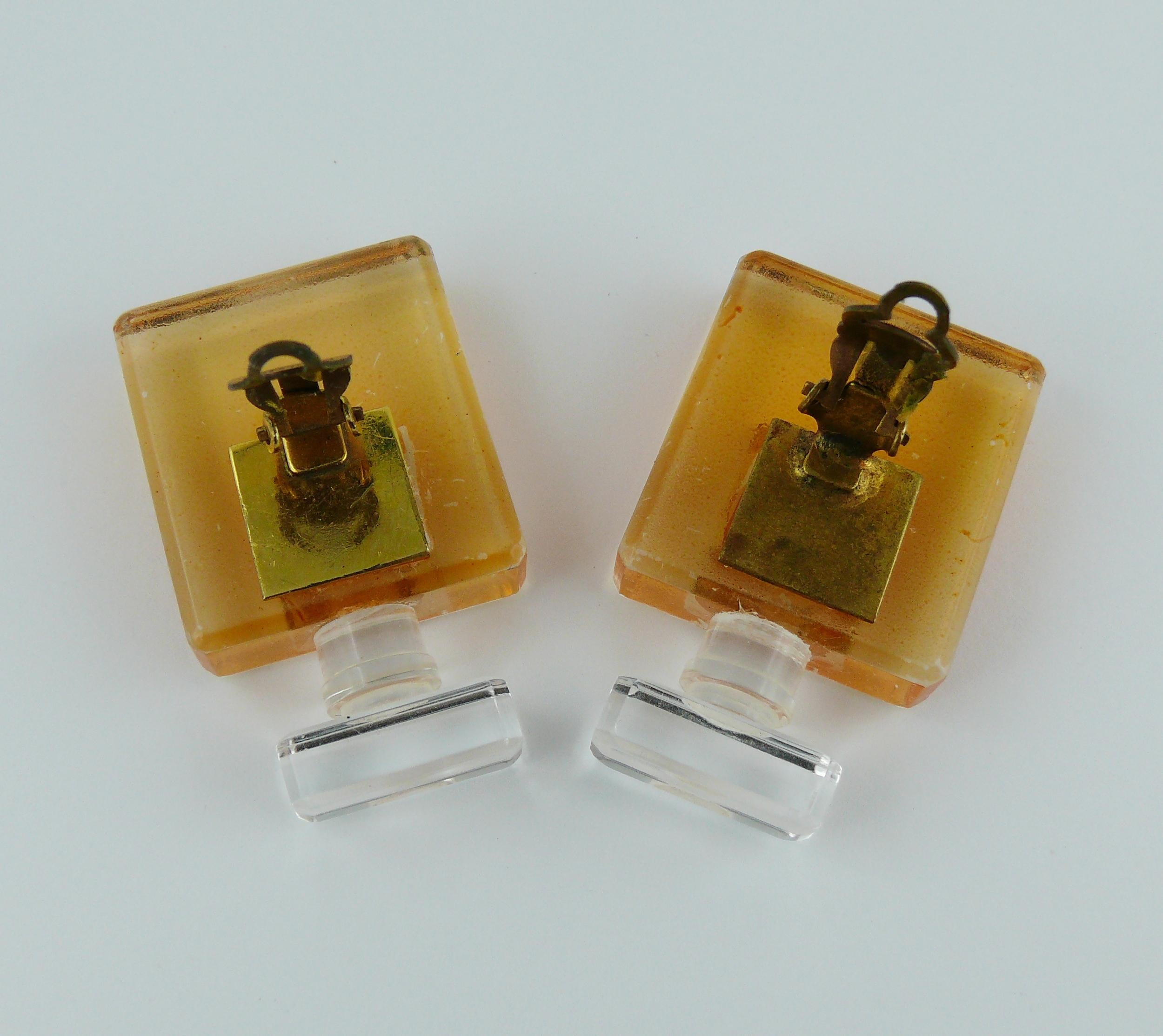 Chanel Vintage Vintage Coco Lucite Perfume Bottle Clip On Earringss 2