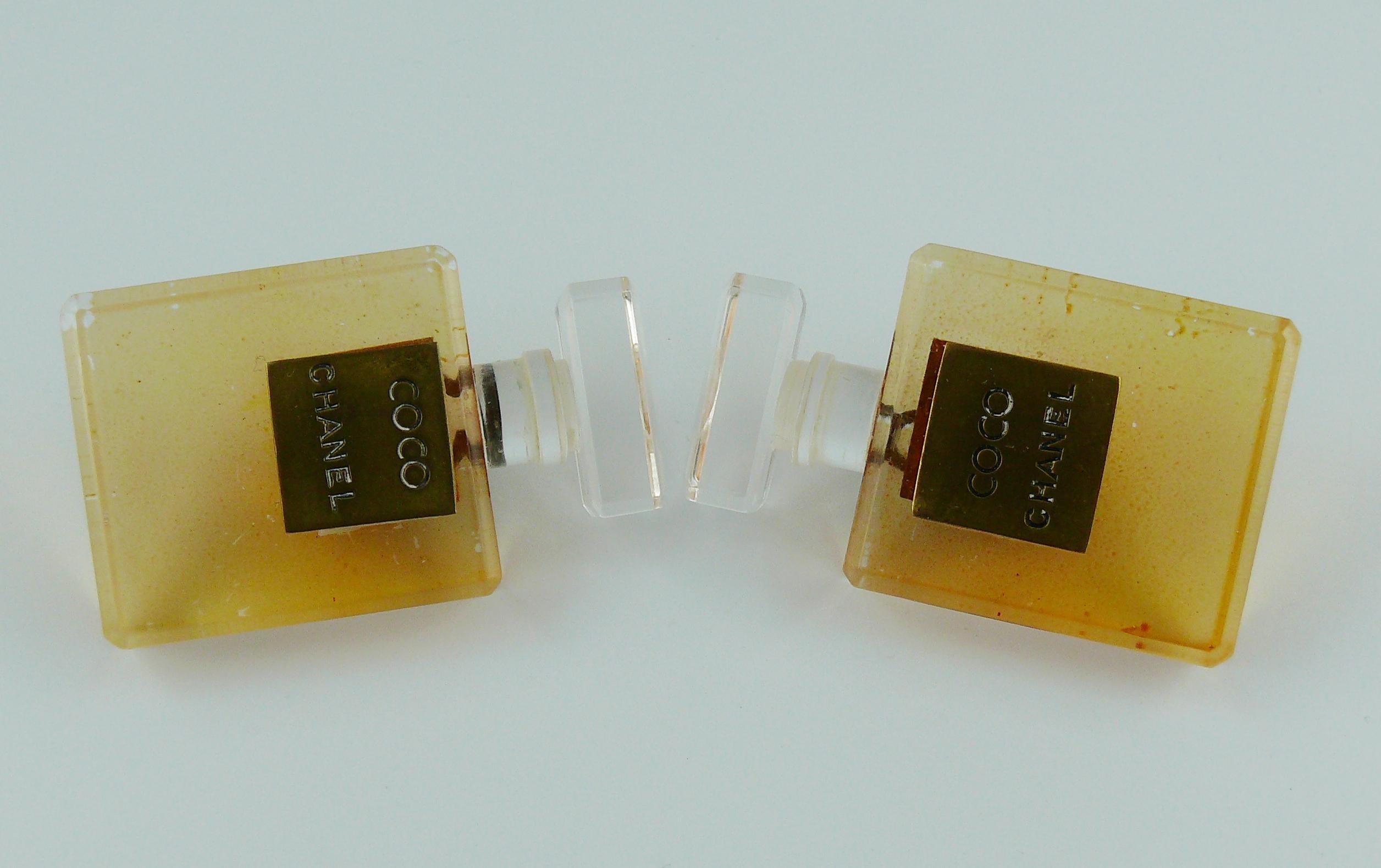 Chanel Vintage Vintage Coco Lucite Perfume Bottle Clip On Earringss In Good Condition In Nice, FR