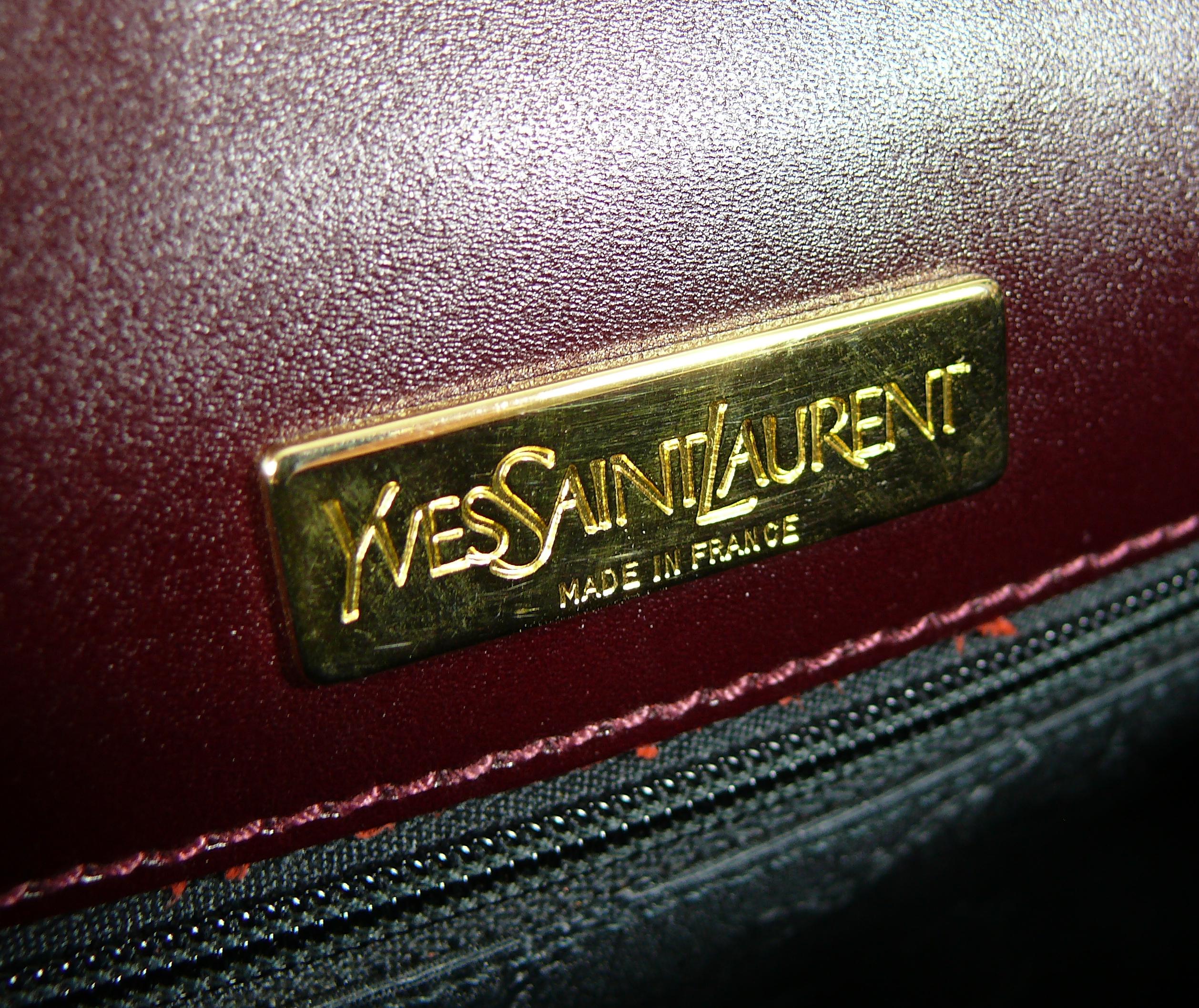 Yves Saint Laurent YSL Vintage Croc Embossed Leather Bag Clutch 13