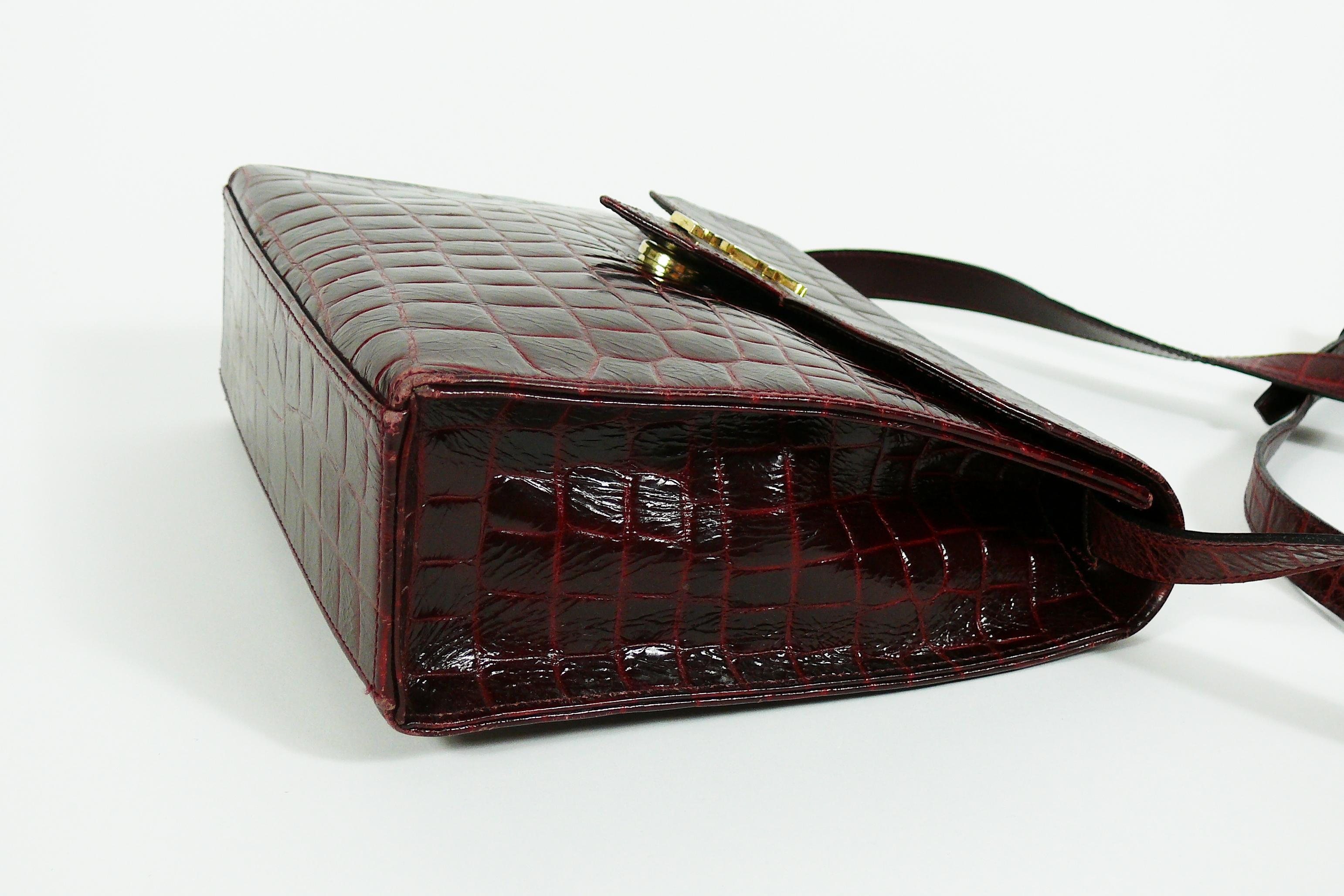 Yves Saint Laurent YSL Vintage Croc Embossed Leather Bag Clutch 2
