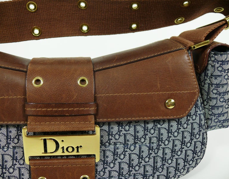 Dior Brown/Olive Green Canvas and Leather Street Chic Columbus Avenue  Shoulder Bag Dior