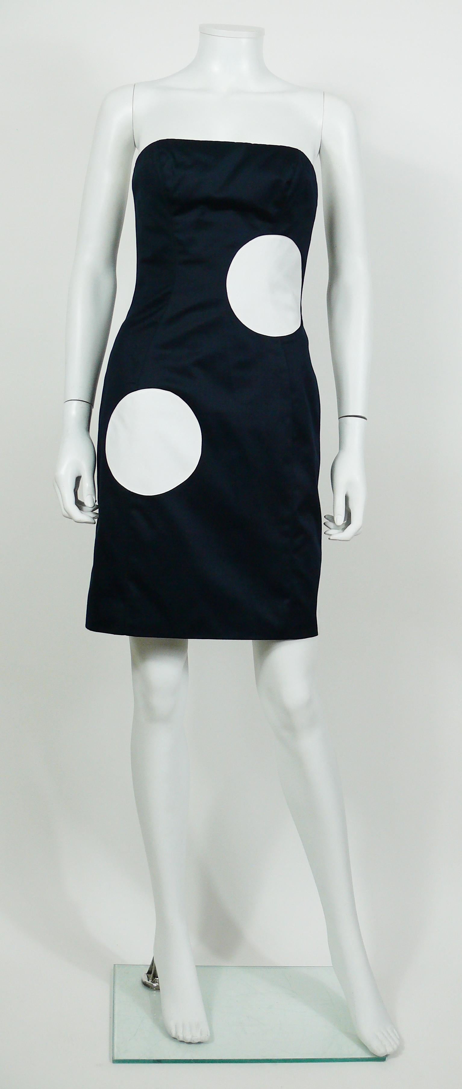 Black Thierry Mugler Vintage Polka Dot Bustier Dress and Blazer Suit For Sale