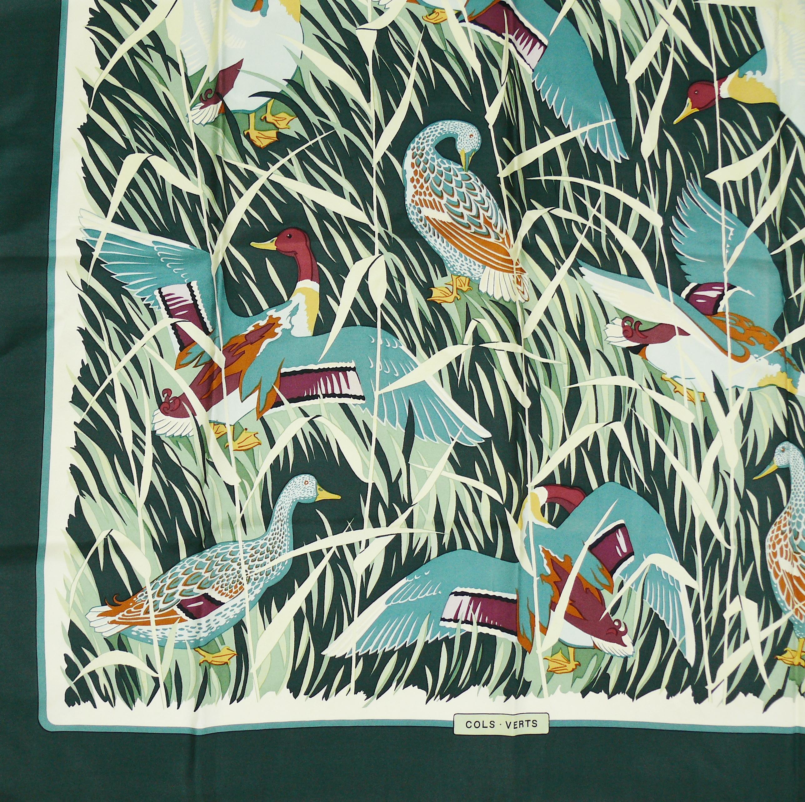 Hermes Vintage Silk Carre Scarf Cols Verts by Christiane Vauzelles In Good Condition In Nice, FR