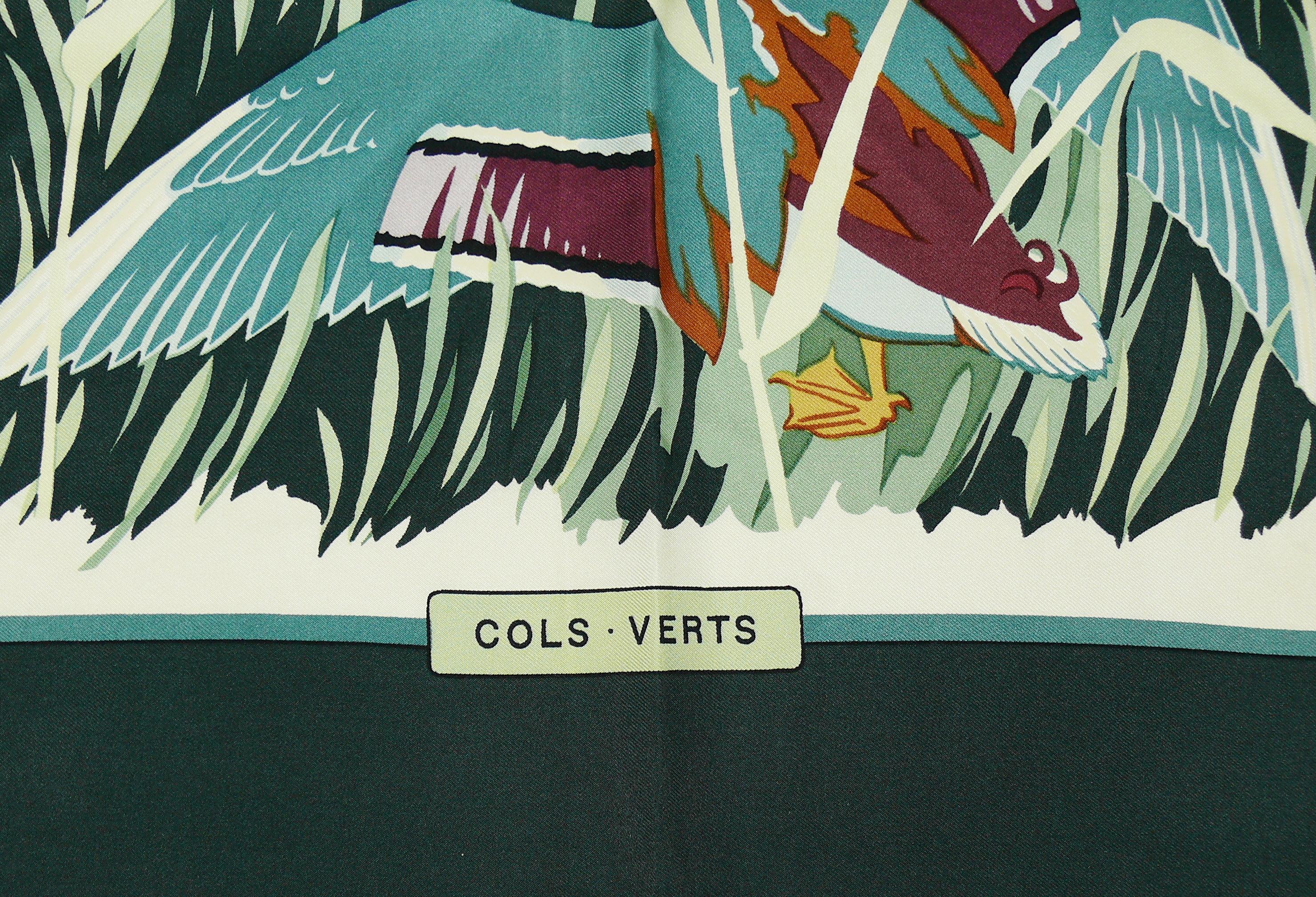 Hermes Vintage Silk Carre Scarf Cols Verts by Christiane Vauzelles 3