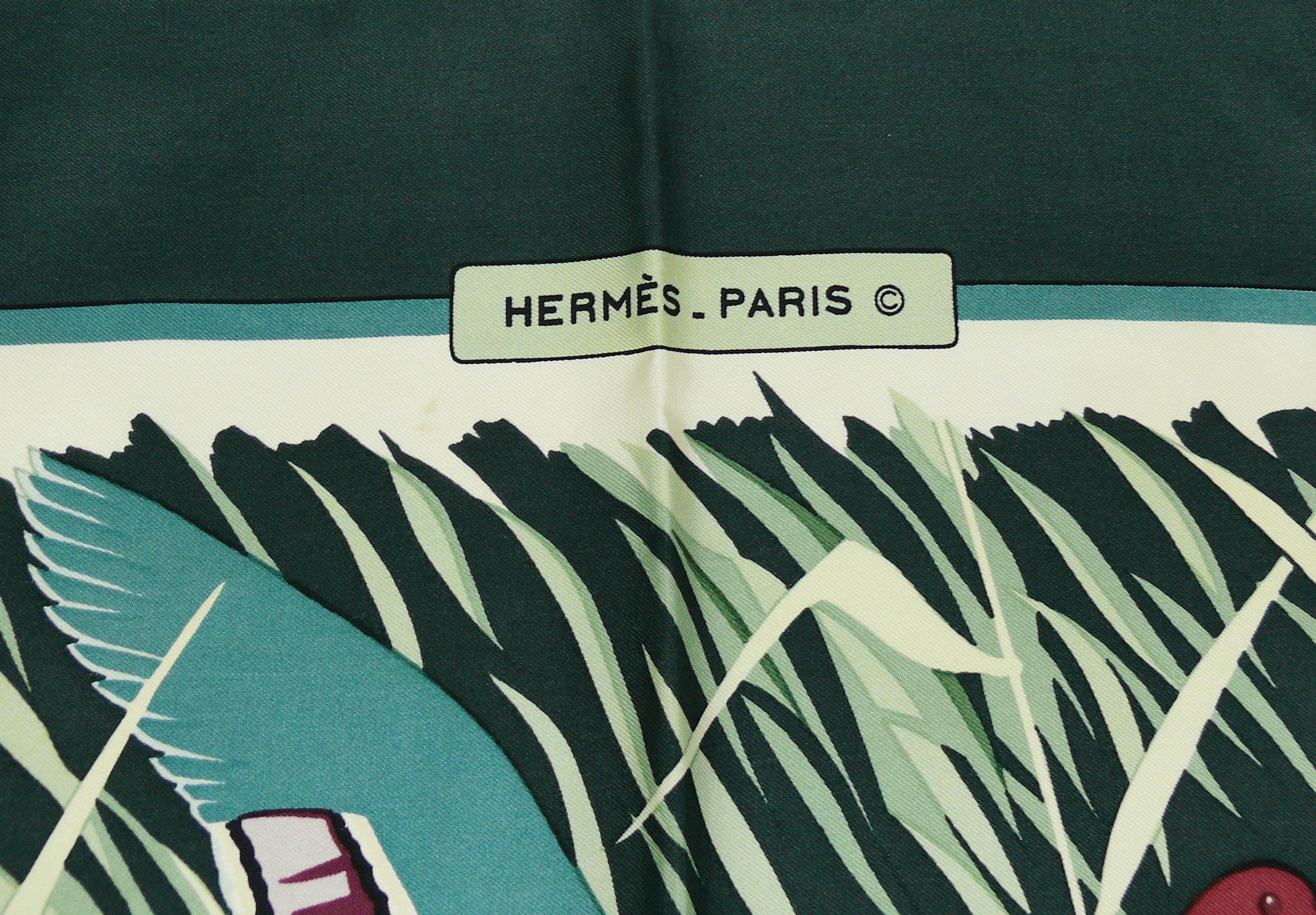 Hermes Vintage Silk Carre Scarf Cols Verts by Christiane Vauzelles 4