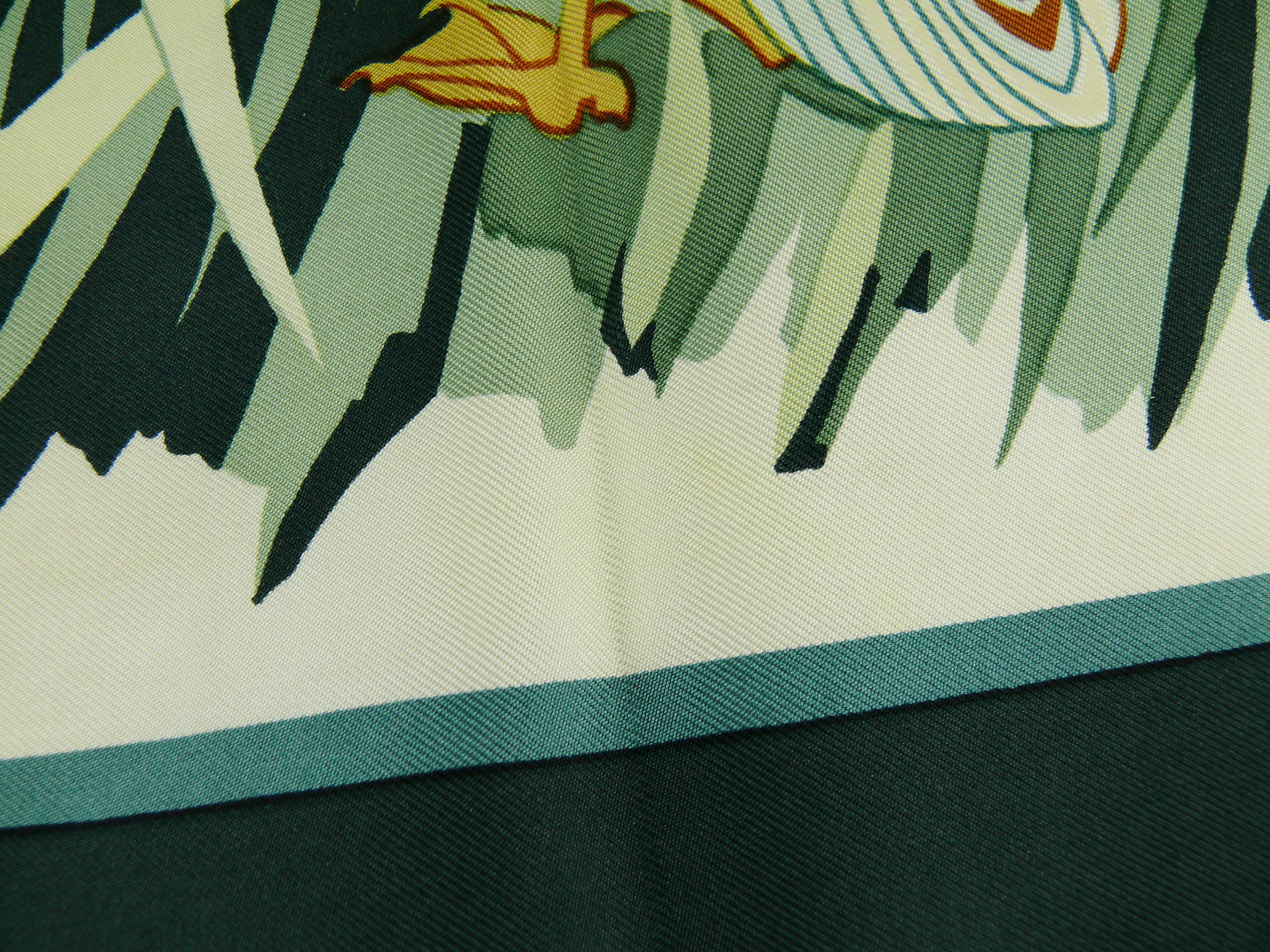 Hermes Vintage Silk Carre Scarf Cols Verts by Christiane Vauzelles 8