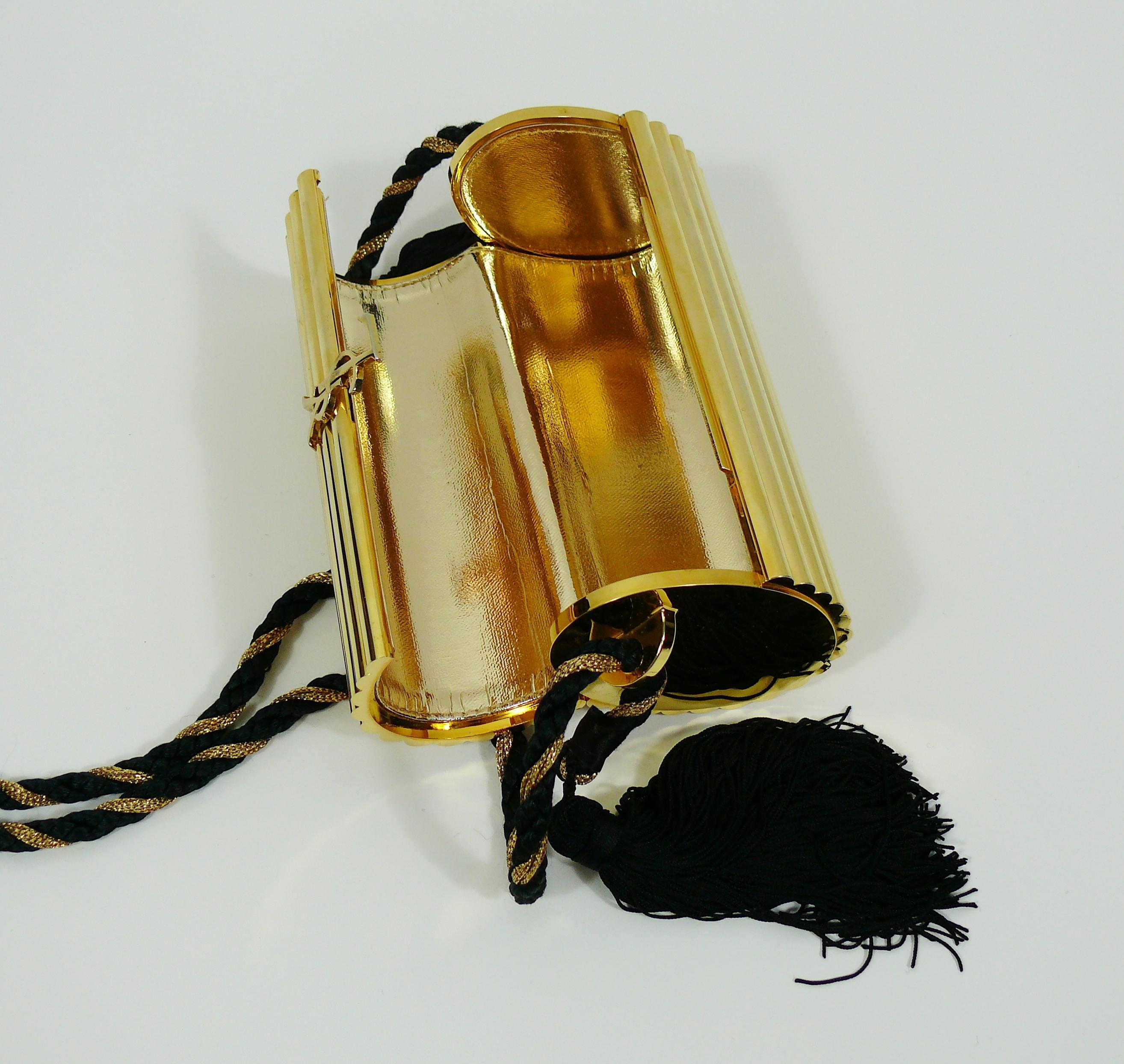 Yves Saint Laurent YSL Vintage Gold Tassel Minaudiere In Excellent Condition In Nice, FR