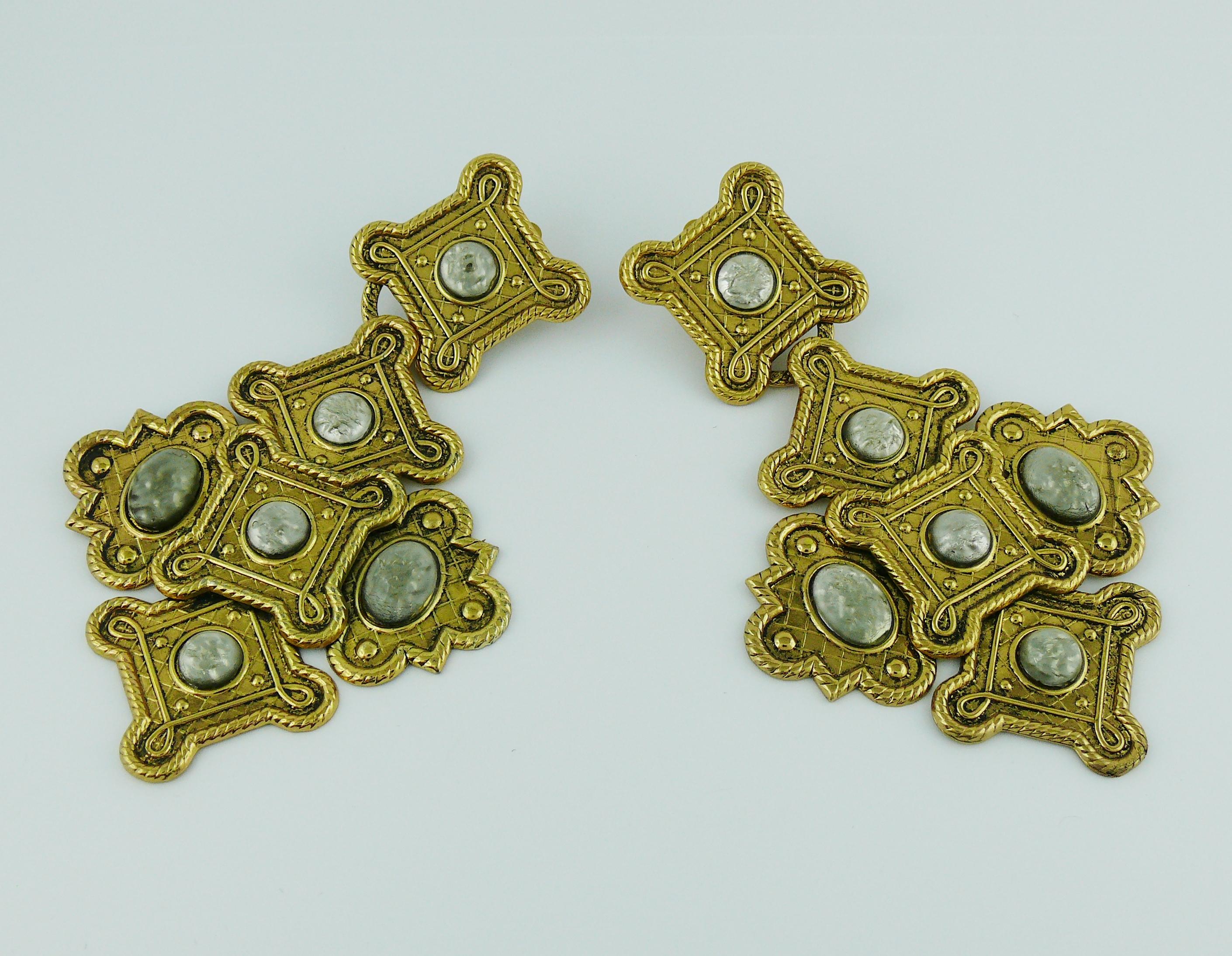 Women's Zoe Coste Vintage Massive Byzantine Inspired Dangling Earrings