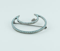 Chanel Jewelled Ruthenium Crescent Moon Brooch