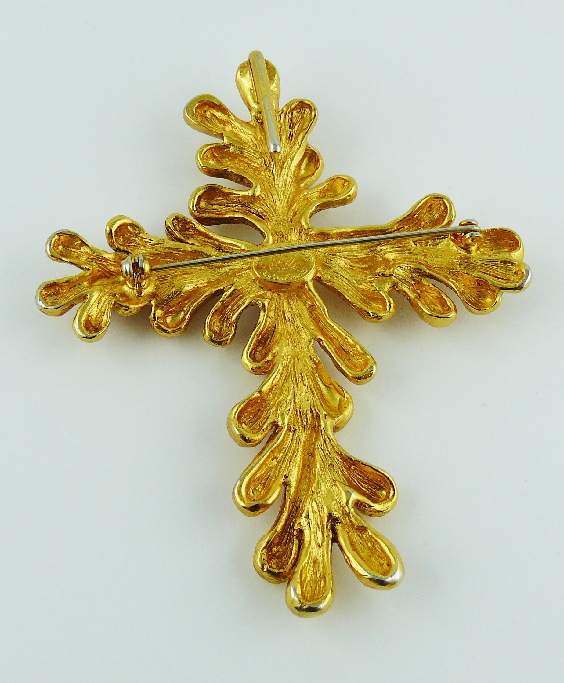 Christian Lacroix Vintage Gold Toned Cross Pendant Necklace 6