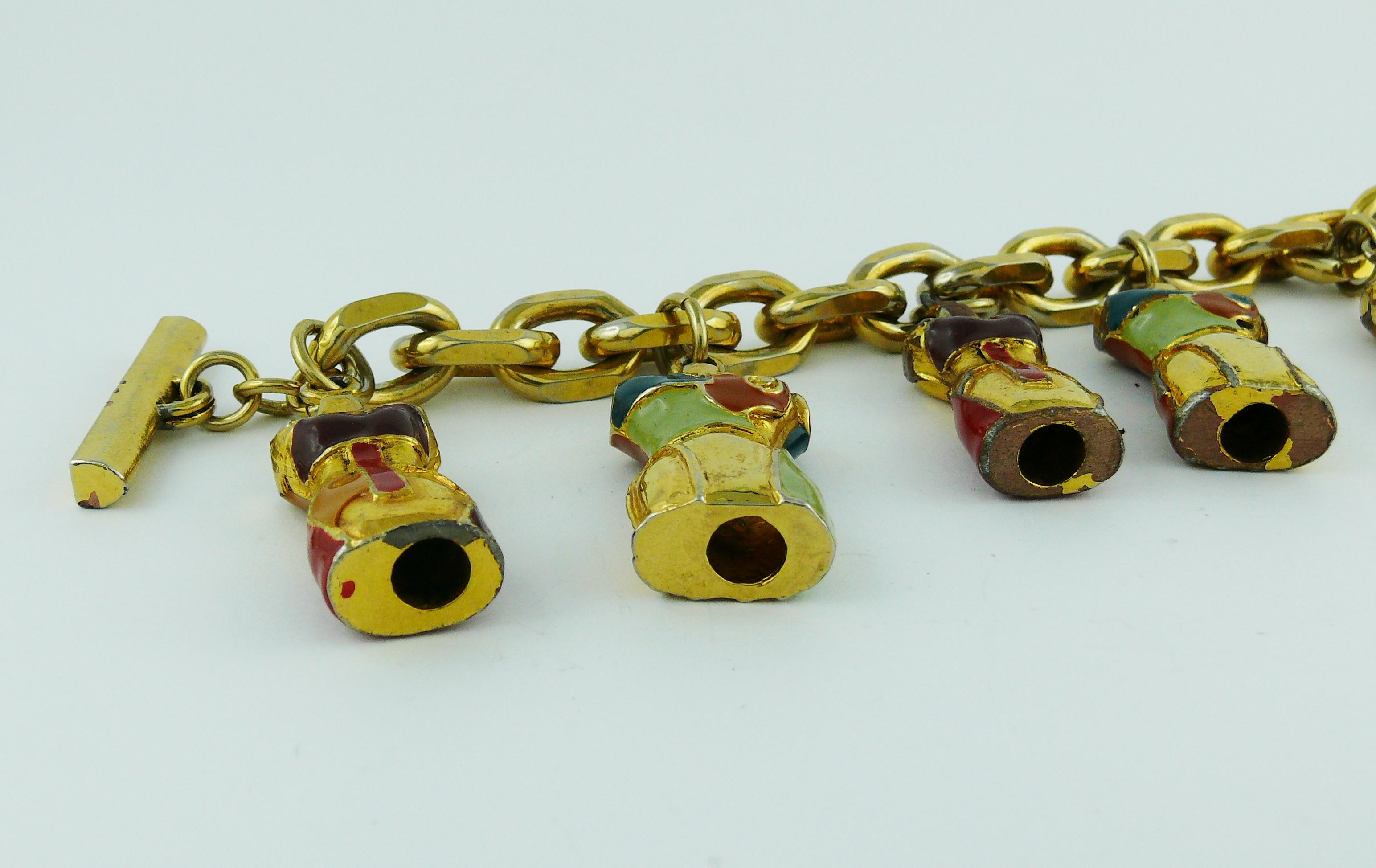 Jean Paul Gaultier Vintage Iconic Enameled Bust Charm Bracelet For Sale 5