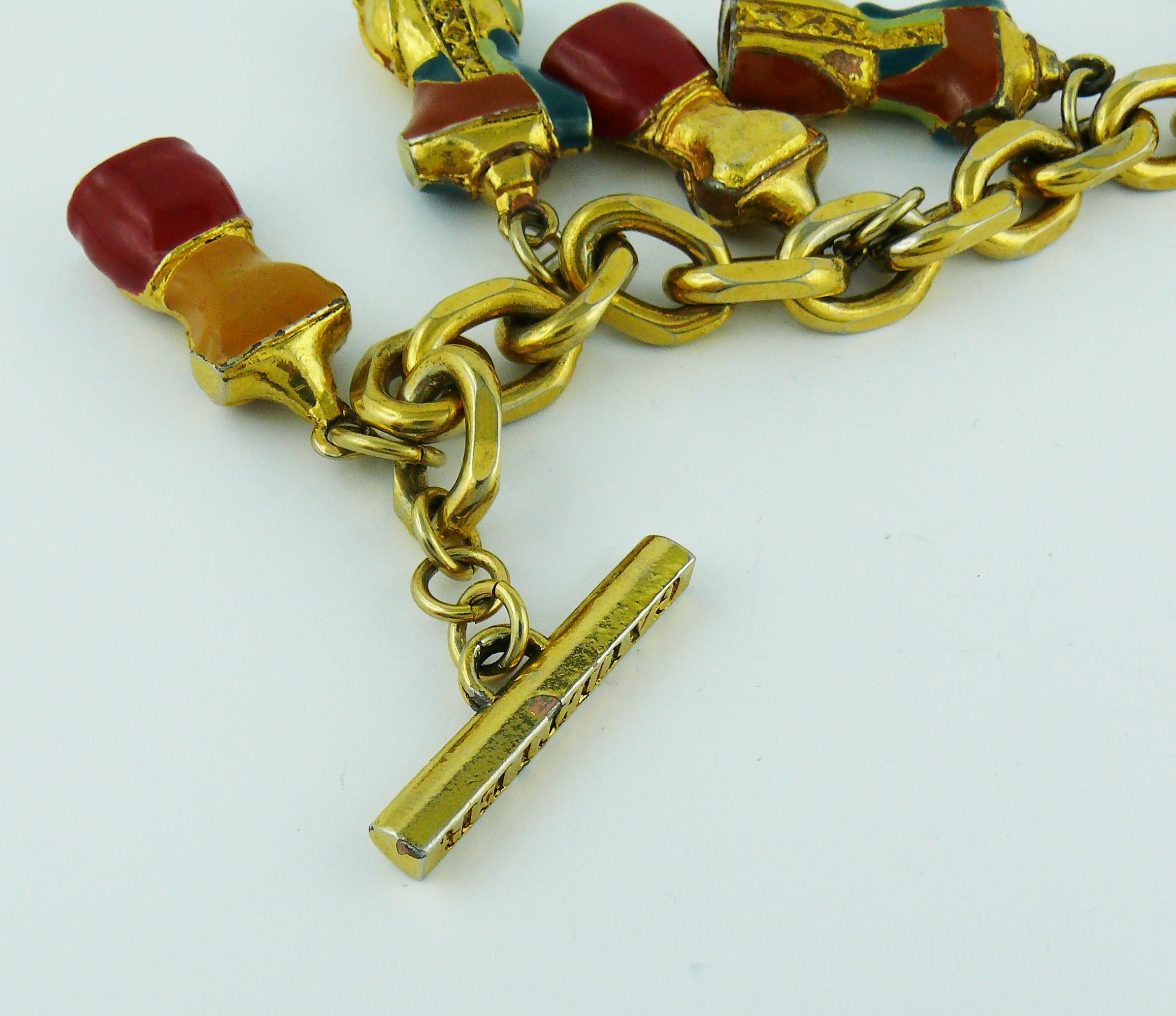 Jean Paul Gaultier Vintage Iconic Enameled Bust Charm Bracelet For Sale 3