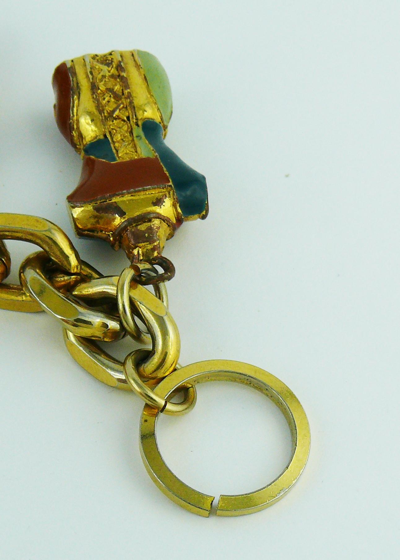 Jean Paul Gaultier Vintage Iconic Enameled Bust Charm Bracelet For Sale 8