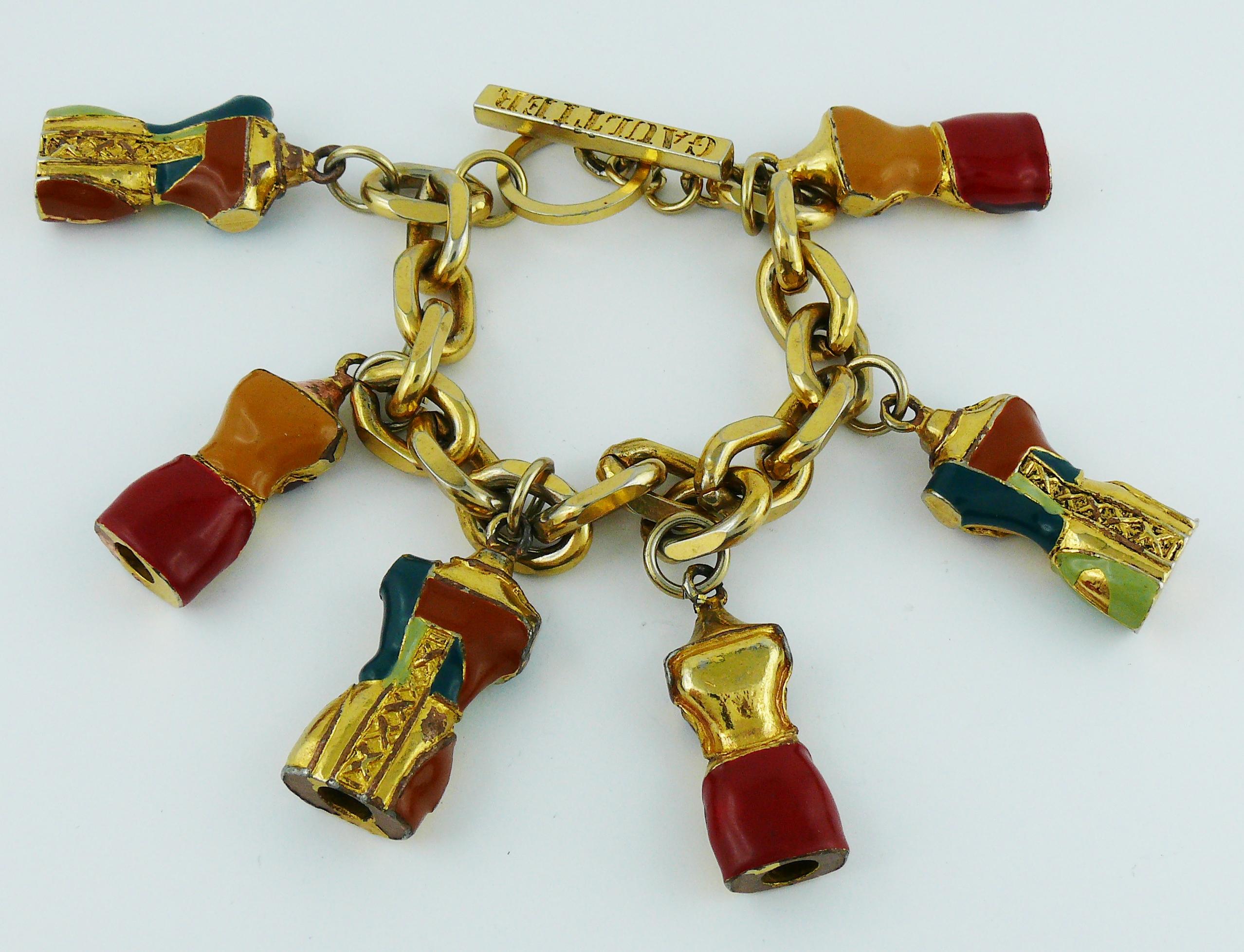 Women's Jean Paul Gaultier Vintage Iconic Enameled Bust Charm Bracelet For Sale