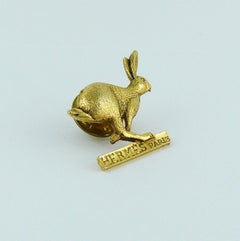 Hermes Collector Gold Toned Hare Pin