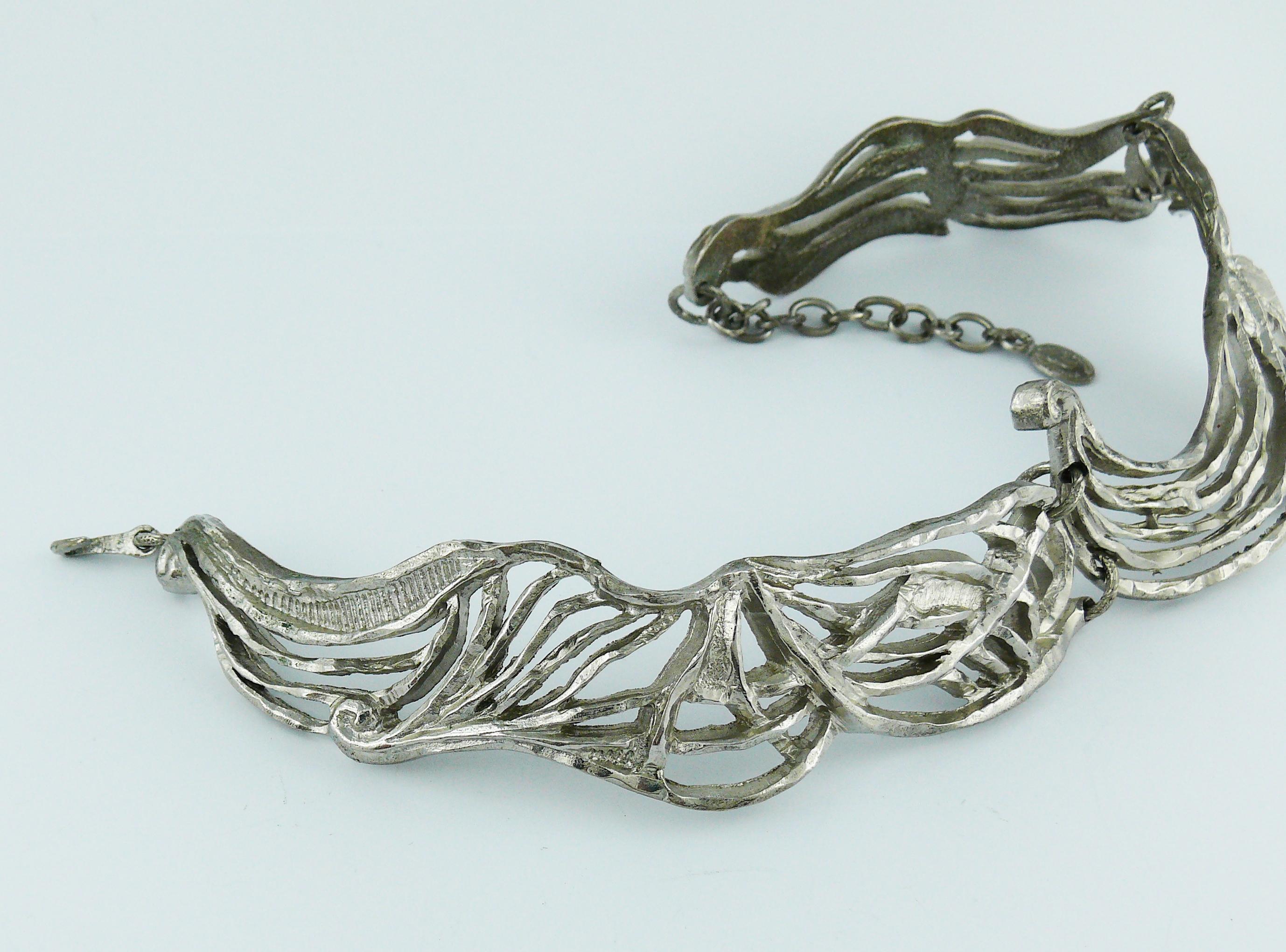 Christian Lacroix Vintage Silver Toned Collar Necklace In Excellent Condition In Nice, FR