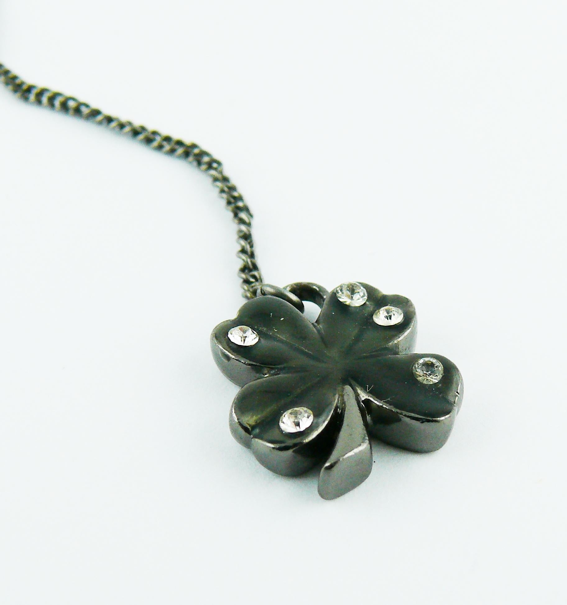 Chanel Ruthenium CC Pendant Necklace with N°5 and Clover 5