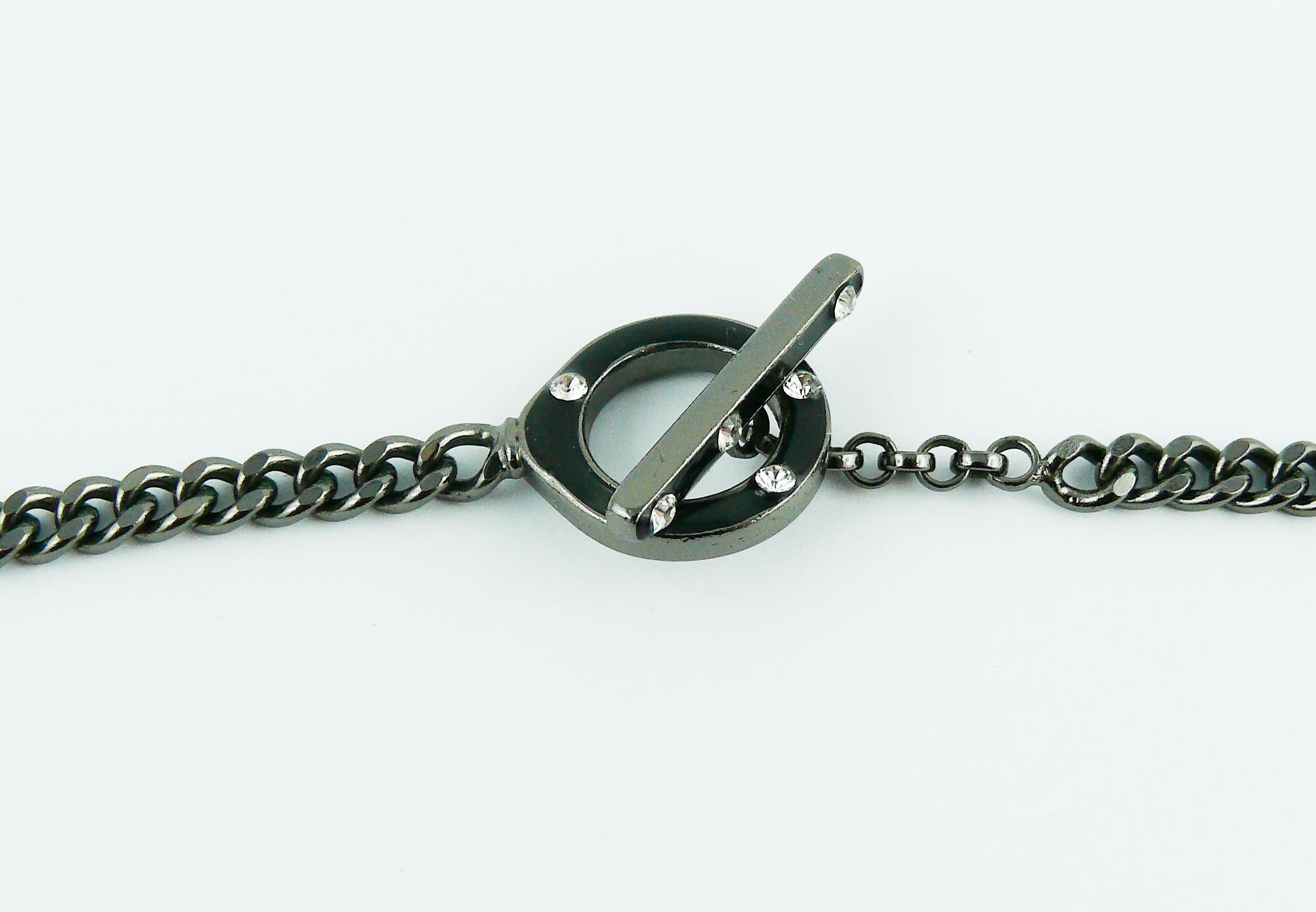 Chanel Ruthenium CC Pendant Necklace with N°5 and Clover 7