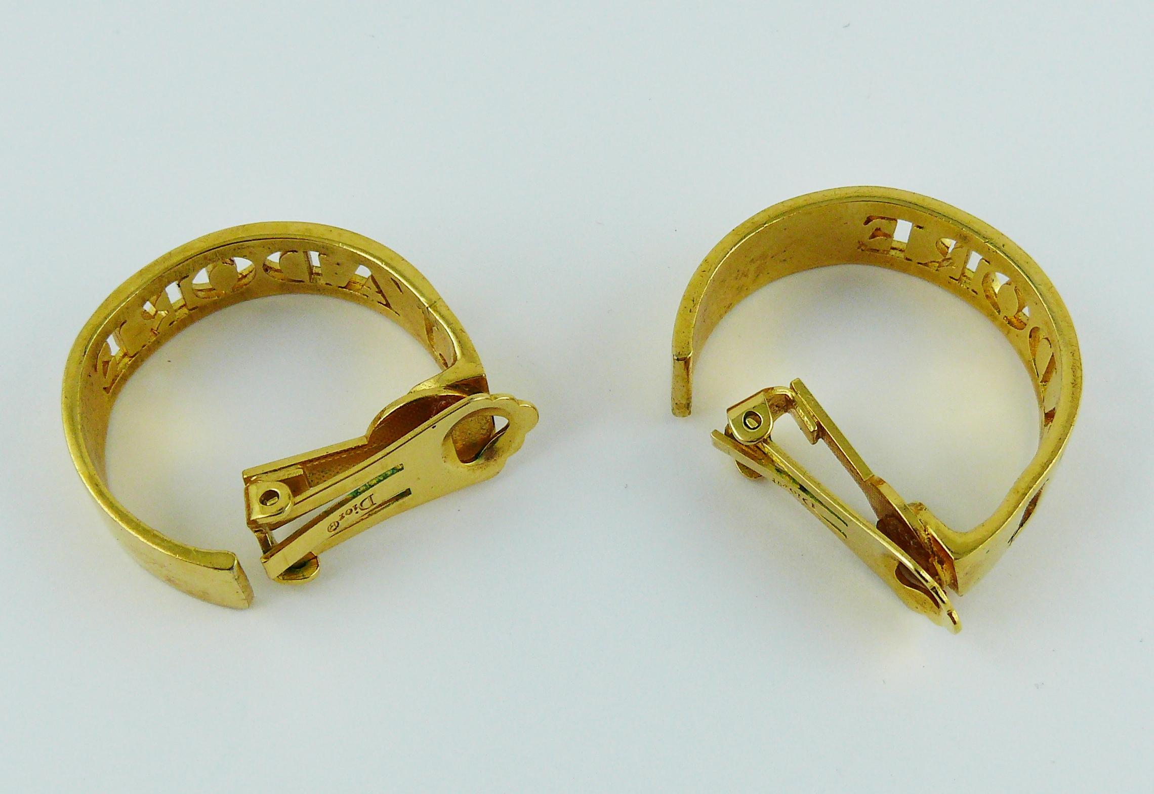 Christian Dior Vintage J'Adore Cut Out Hoop Earrings In Good Condition In Nice, FR