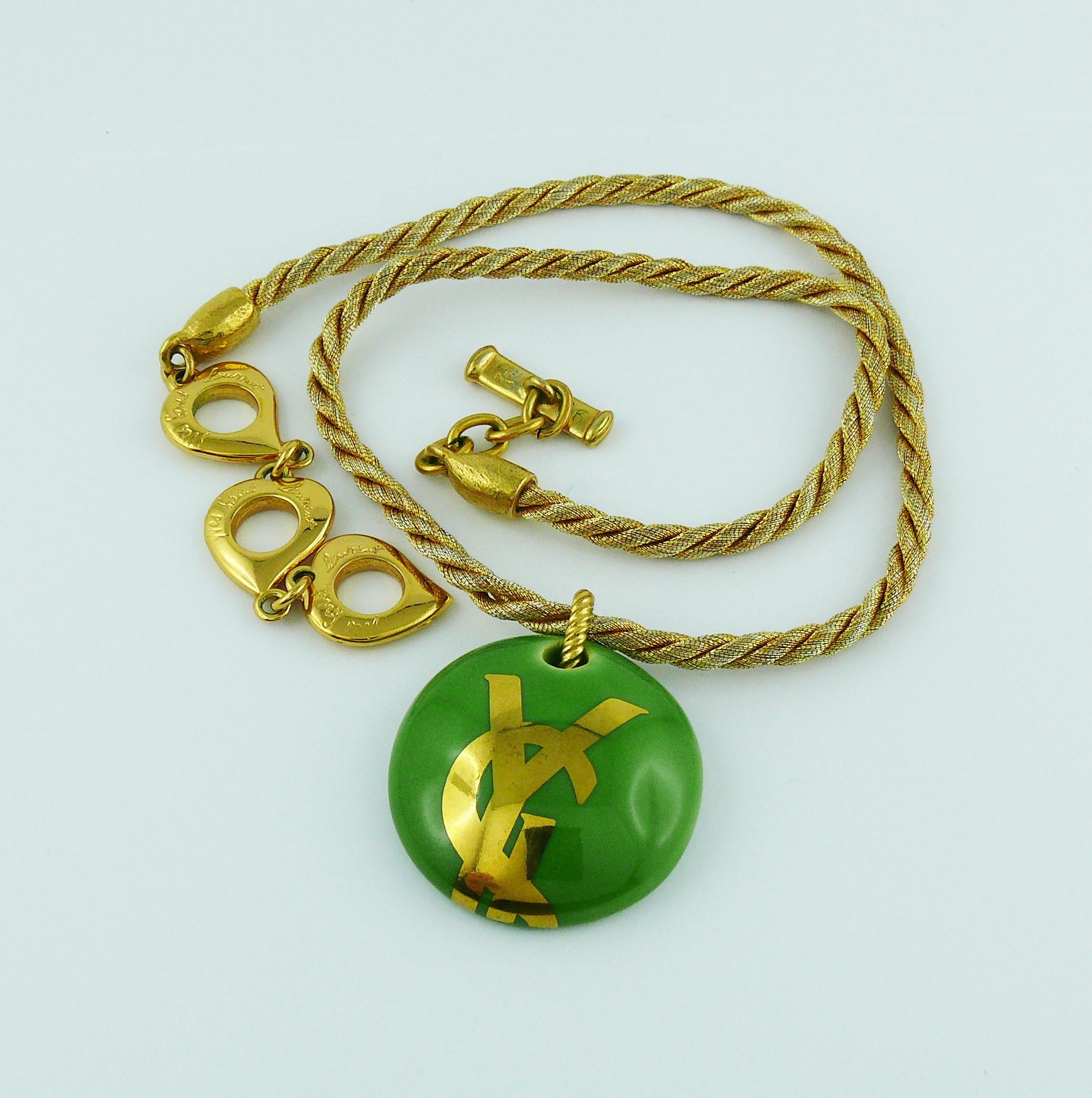 vintage yves saint laurent ysl logo pendant necklace