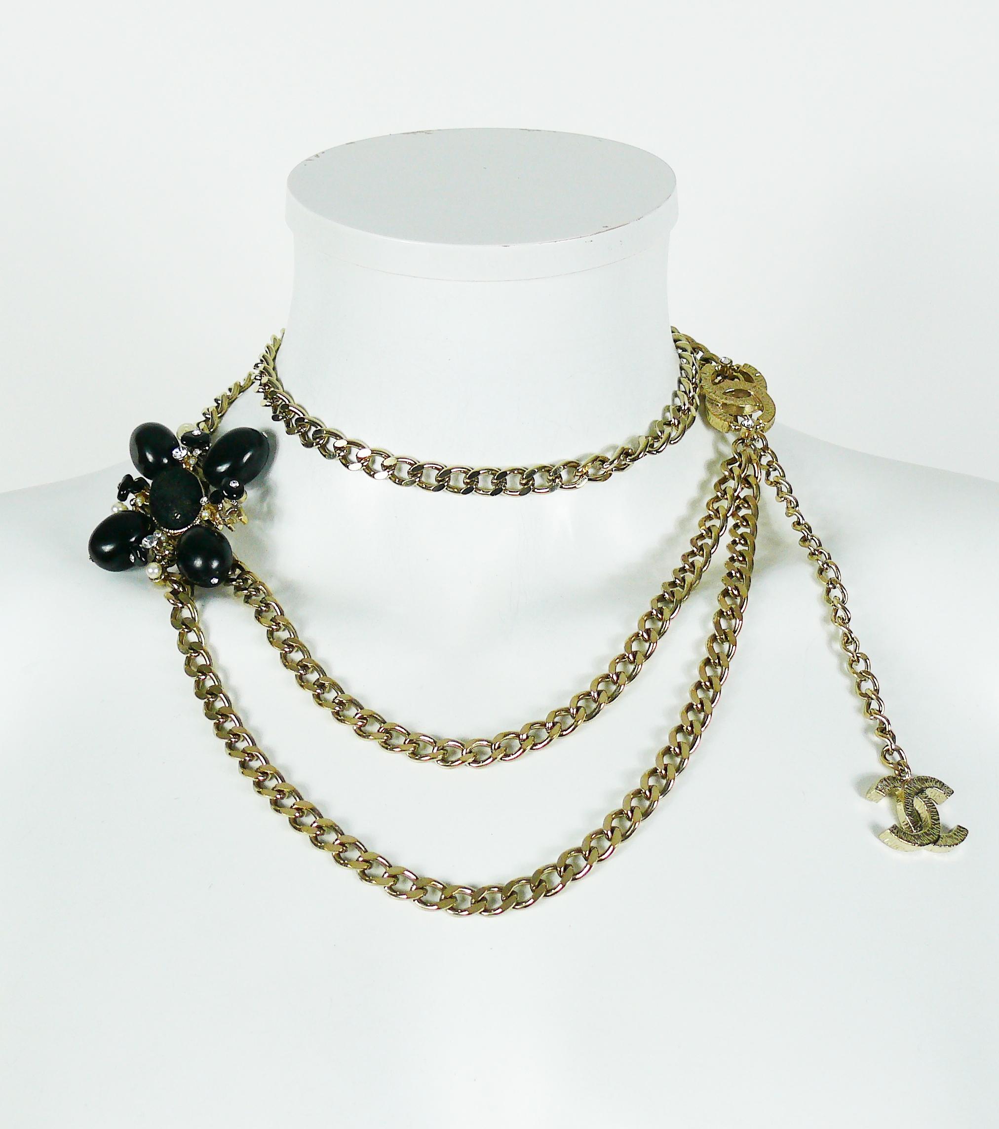 Chanel 2005 Clover and CC Chain Link Belt Necklace 8