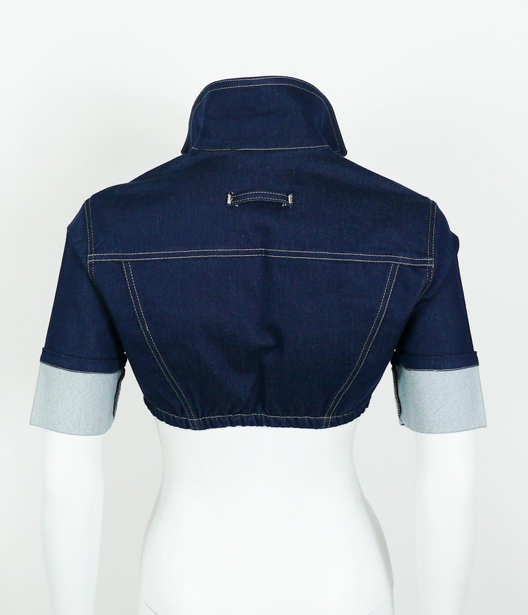 Jean Paul Gaultier Vintage Denim and Safety Pin Crop Top 4