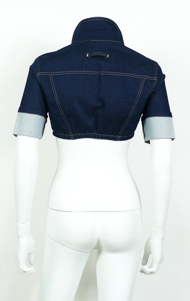 Jean Paul Gaultier Vintage Denim and Safety Pin Crop Top 3
