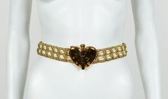 Yves Saint Laurent YSL Vintage Gold Toned Heart Belt